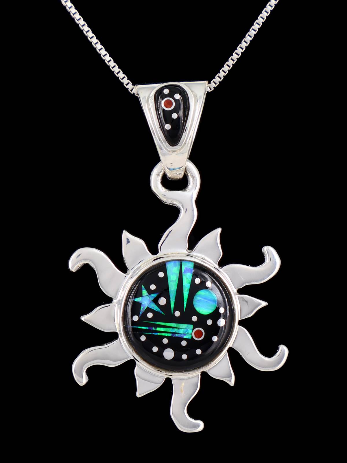 Native American Night Sky Inlay Sun Pendant