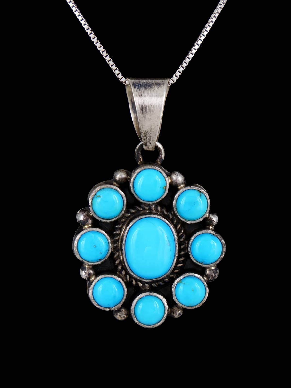 Navajo Jewelry Sleeping Beauty Turquoise Cluster Pendant