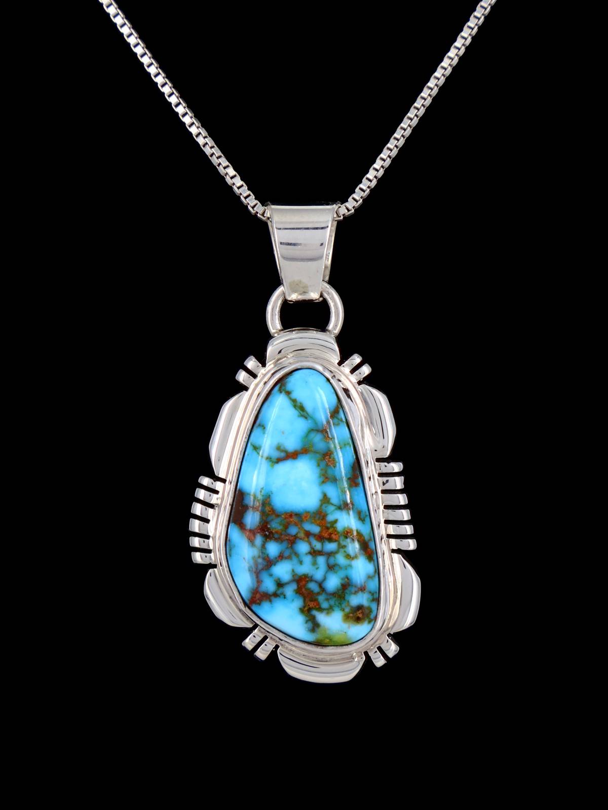 Joyería nativa americana Kingman colgante de plata de ley turquesa