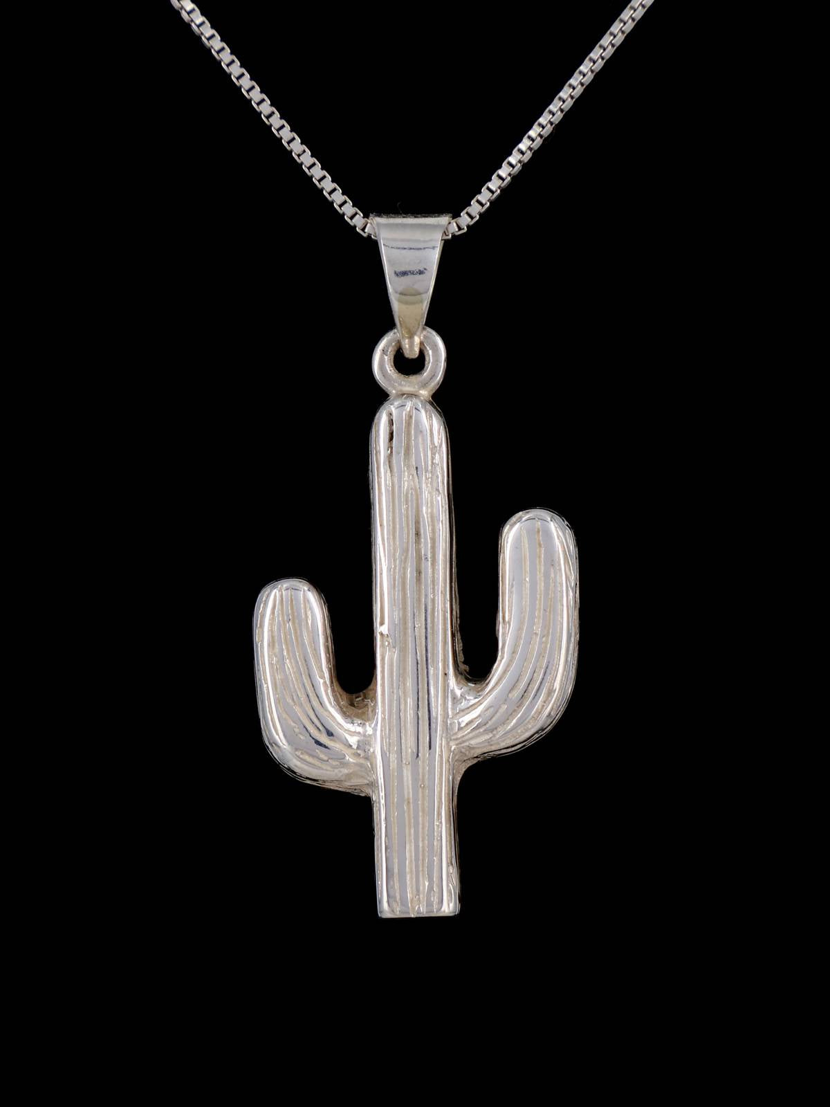 Native American Sonoran Gold Turquoise Cobblestone Inlay Cactus Pendant