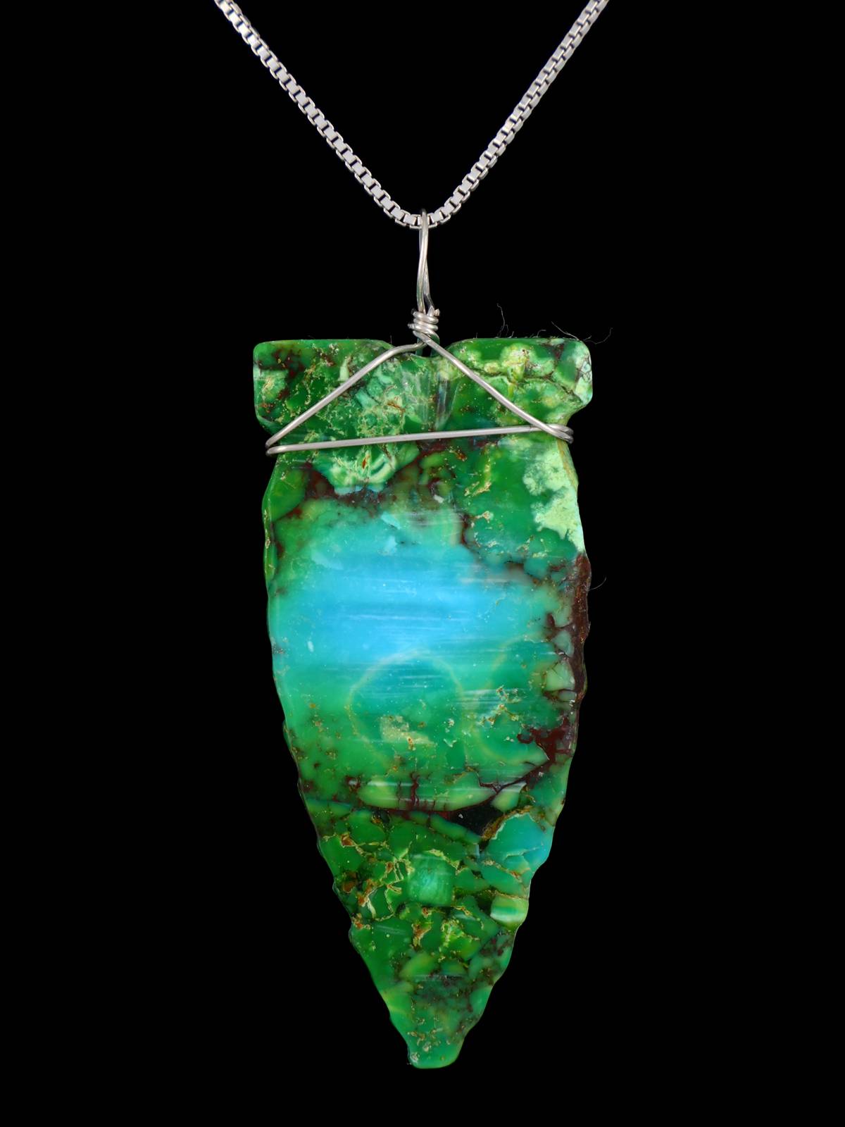 Navajo Sterling Silver Turquoise Arrowhead Pendant