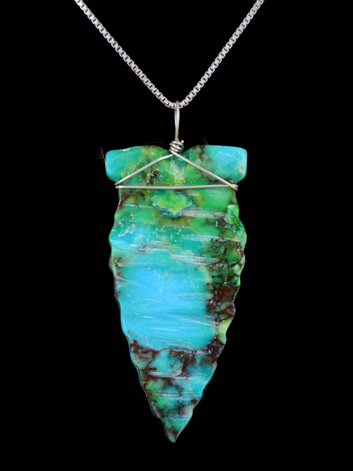 Pendentif tête de flèche turquoise en argent sterling Navajo