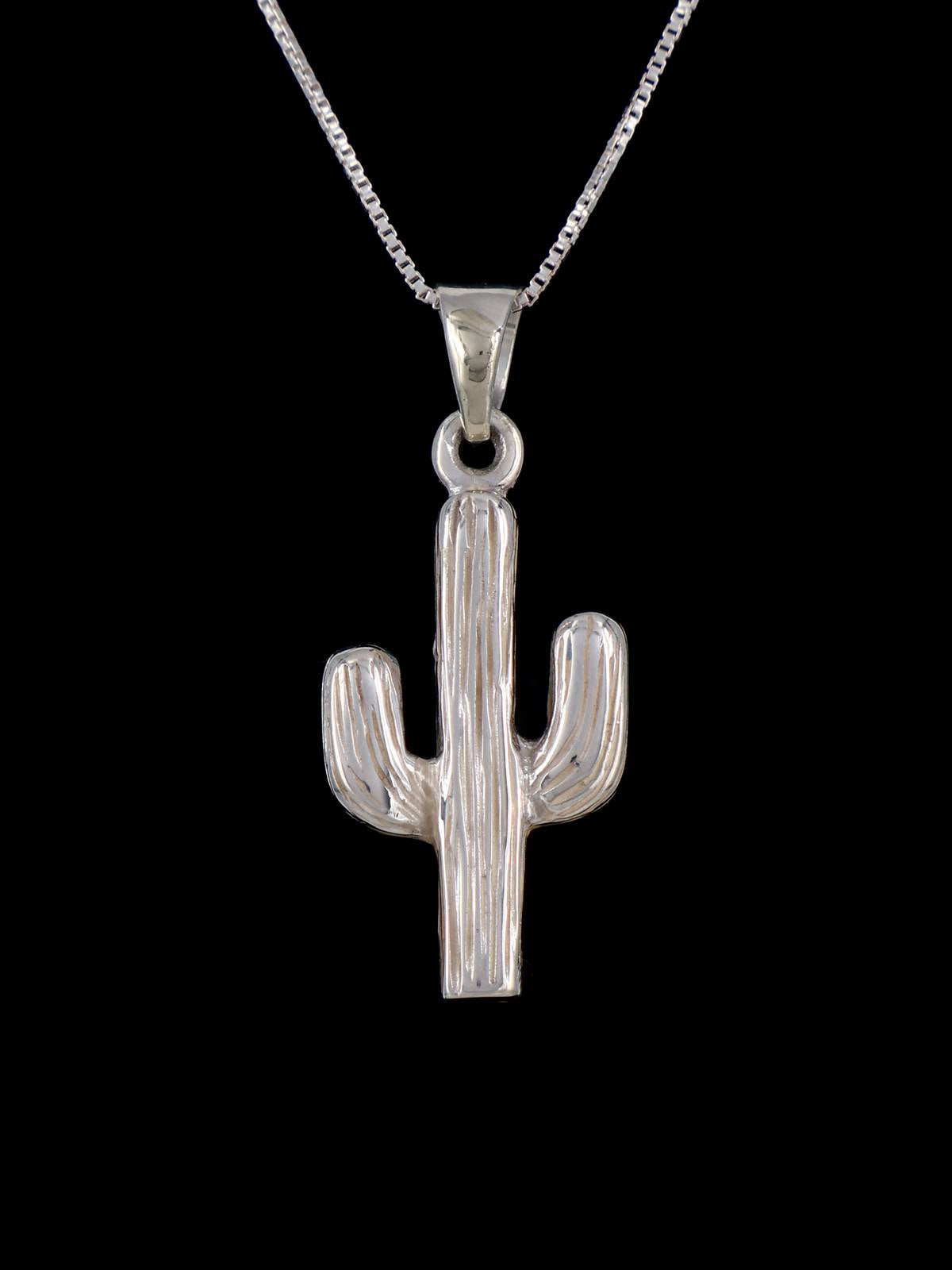 Native American Turquoise Cobblestone Inlay Cactus Pendant