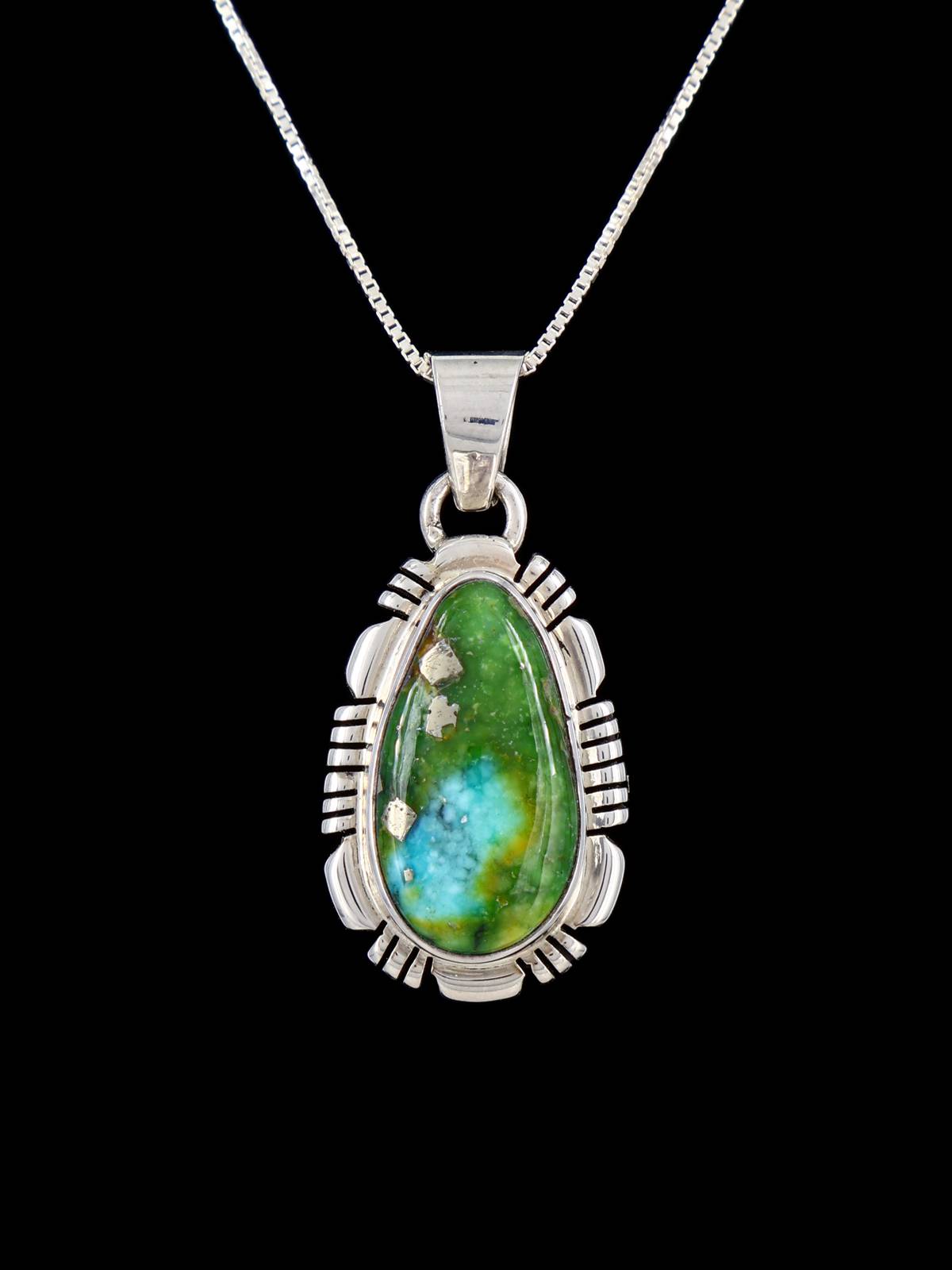 Sonoran Gold Turquoise Navajo Sterling Silver Pendant