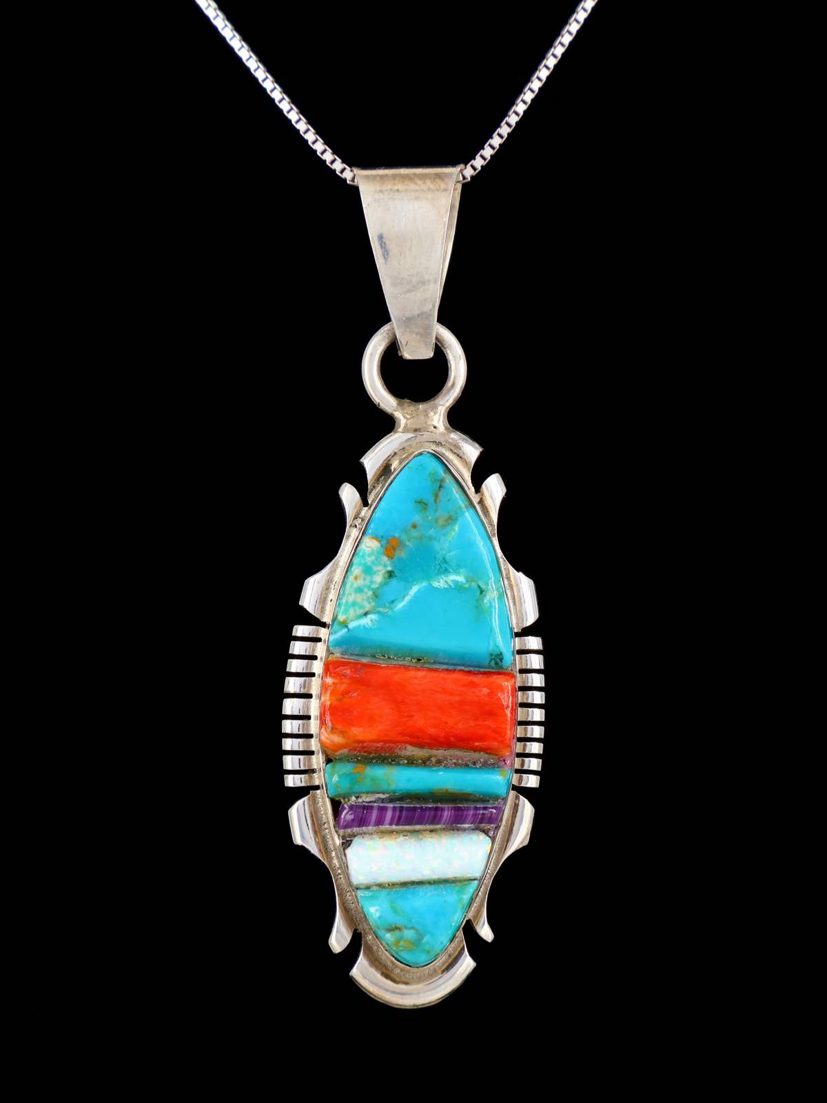 Colgante Navajo con incrustaciones de ostras espinosas y opalita