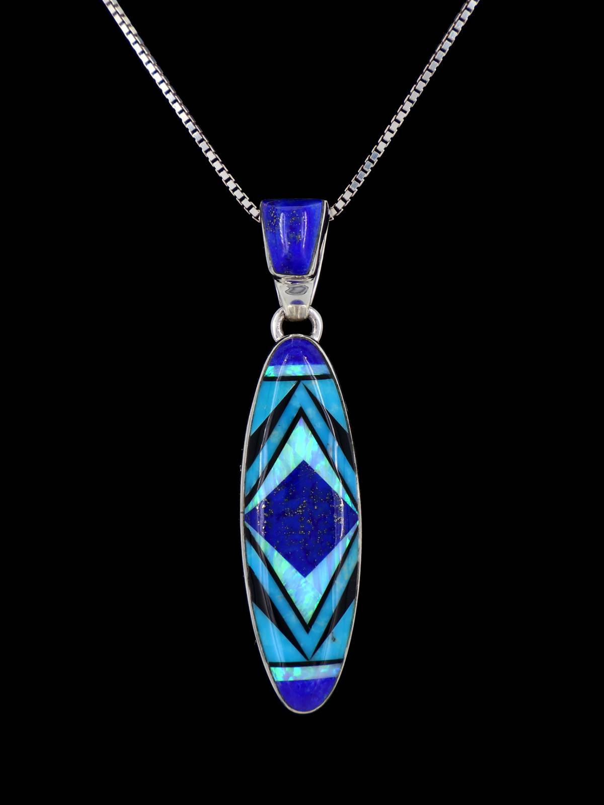 Native American Turquoise and Lapis Inlay Pendant