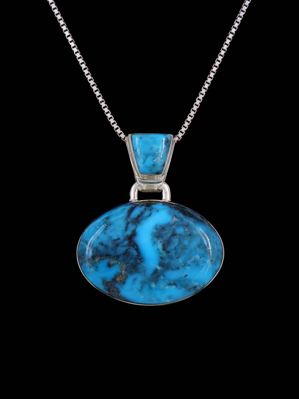 Native American Sterling Silver Smoky Kingman Turquoise Pendant