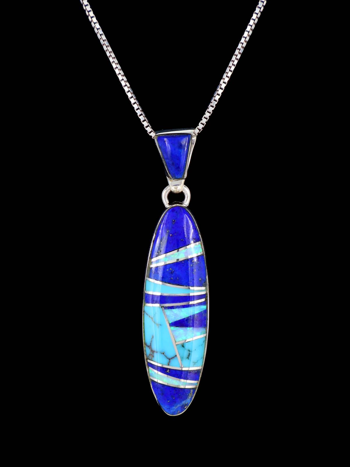 Native American Turquoise and Lapis Inlay Pendant