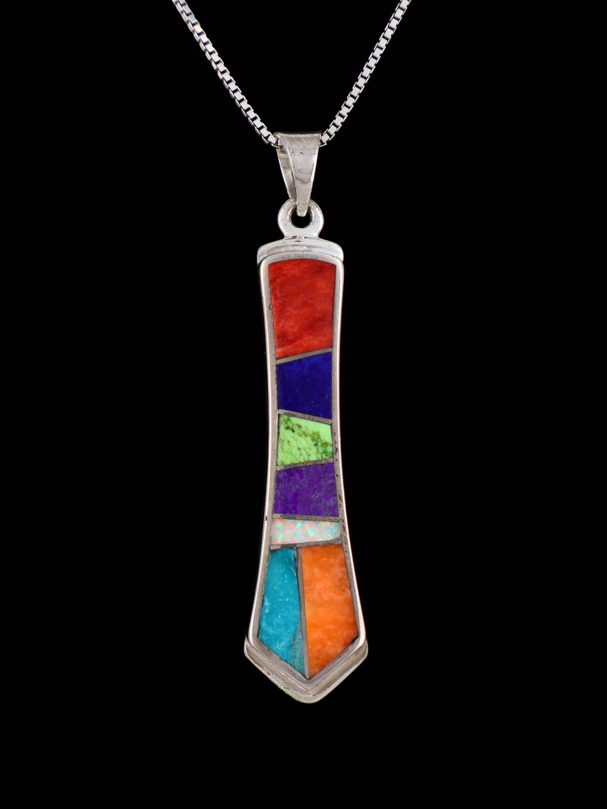 Navajo Turquoise and Spiny Oyster Inlay Pendant
