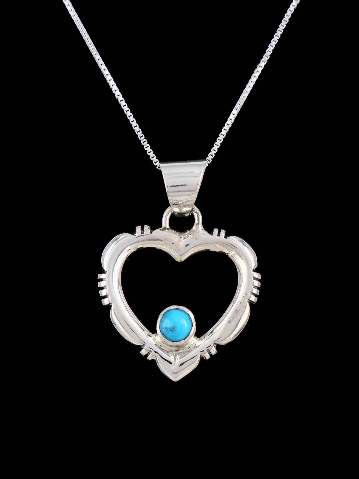 Pendentif incrusté de coeur en mosaïque turquoise Navajo