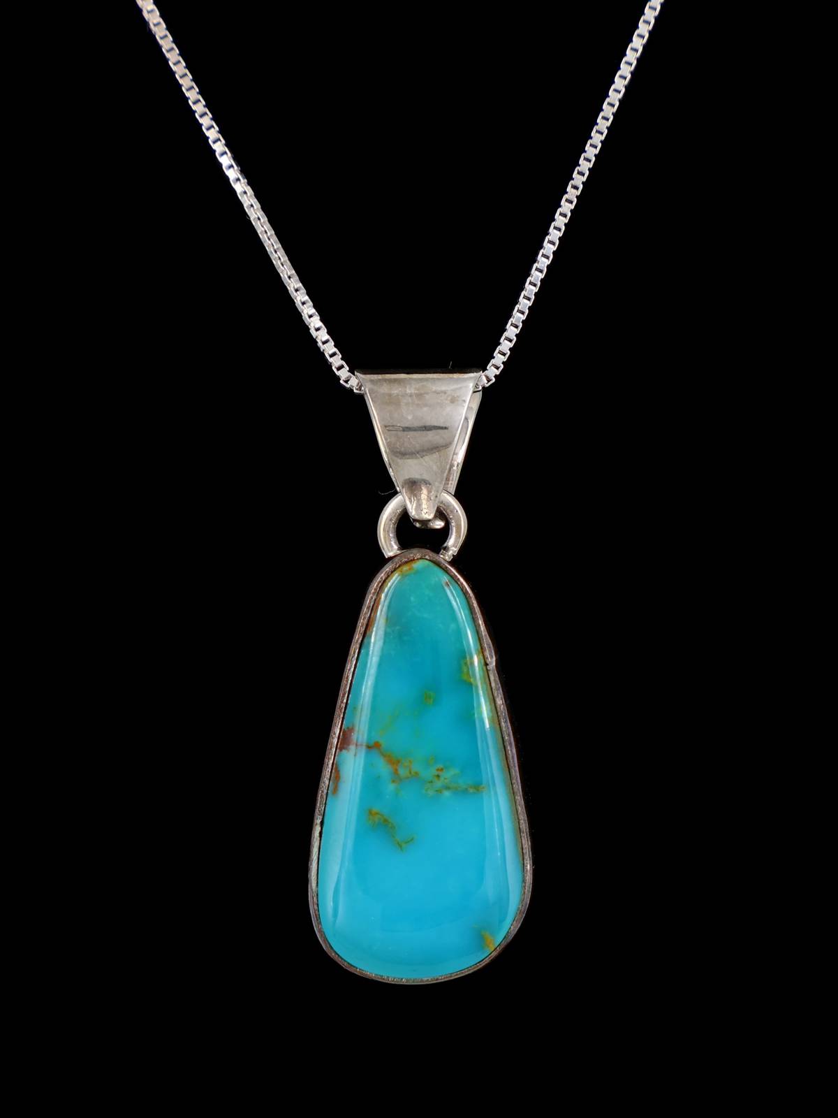 Joyería nativa americana Kingman colgante de plata de ley turquesa