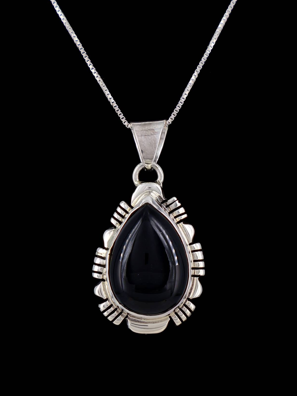 Native American Sterling Silver Black Onyx Pendant