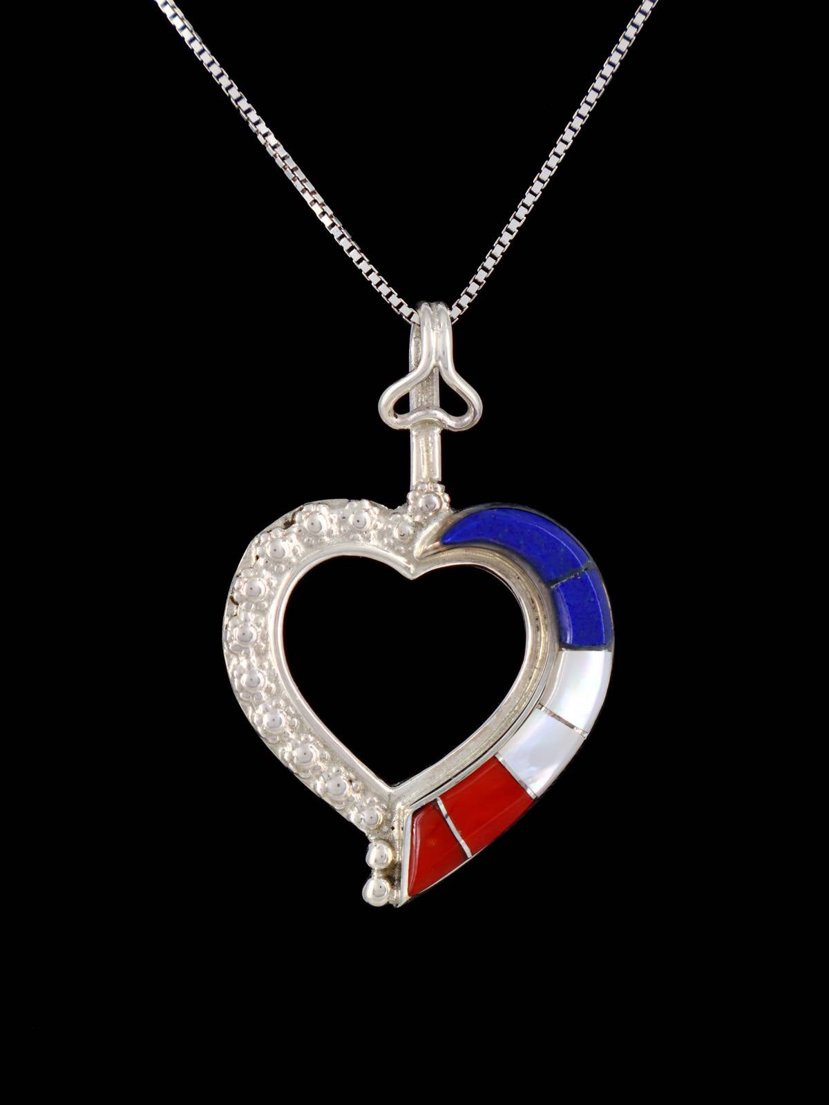 Native American Jewelry Zuni Inlay Heart Pendant