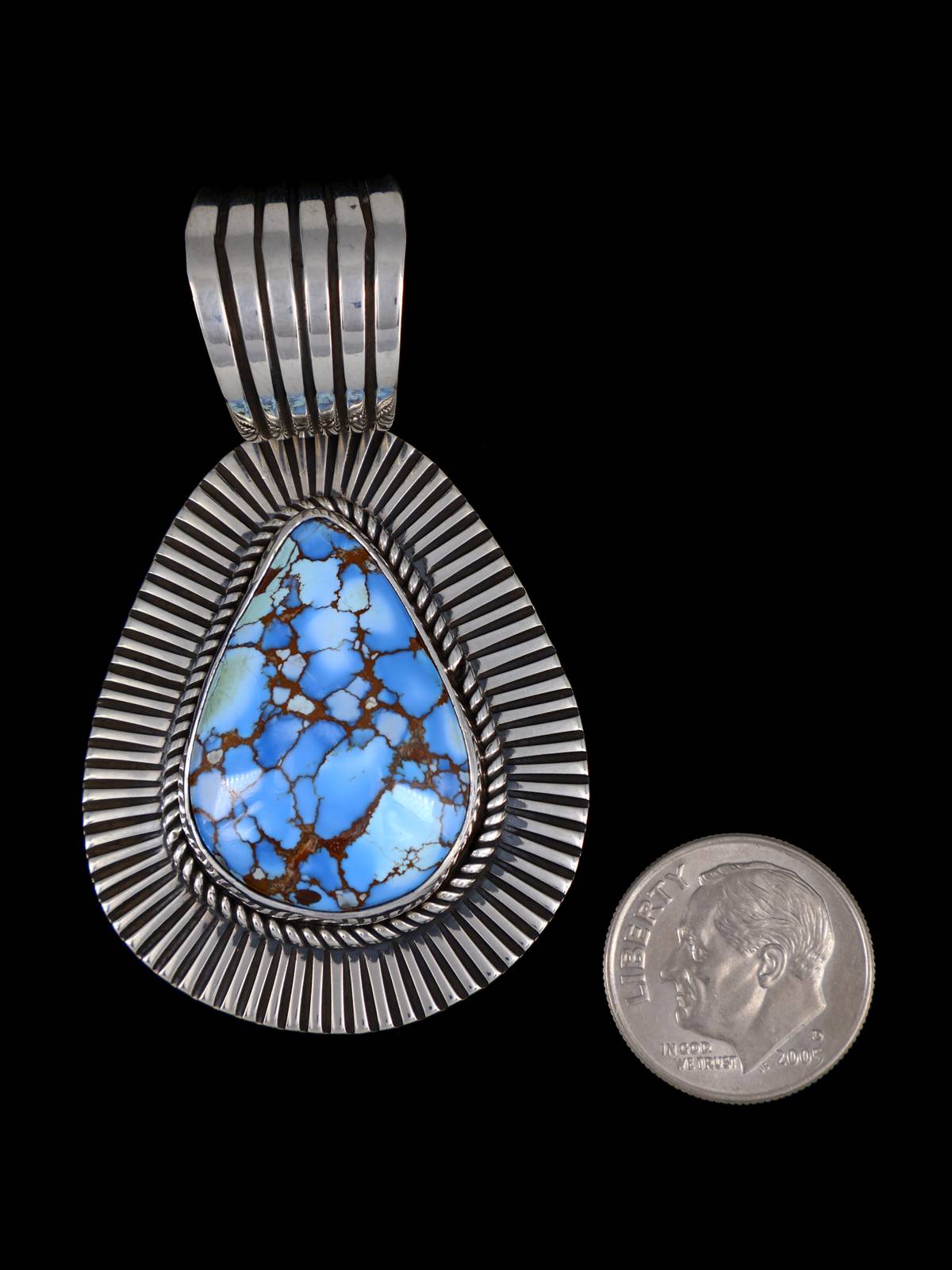 Native American Cold Chisel Golden Hill Turquoise Sterling Silver Pendant