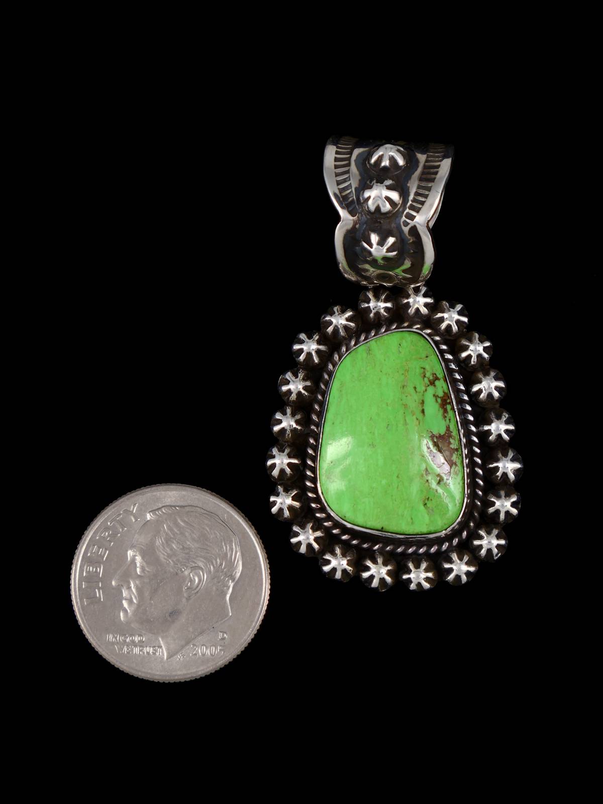 Native American Green Gaspeite Starburst Pendant