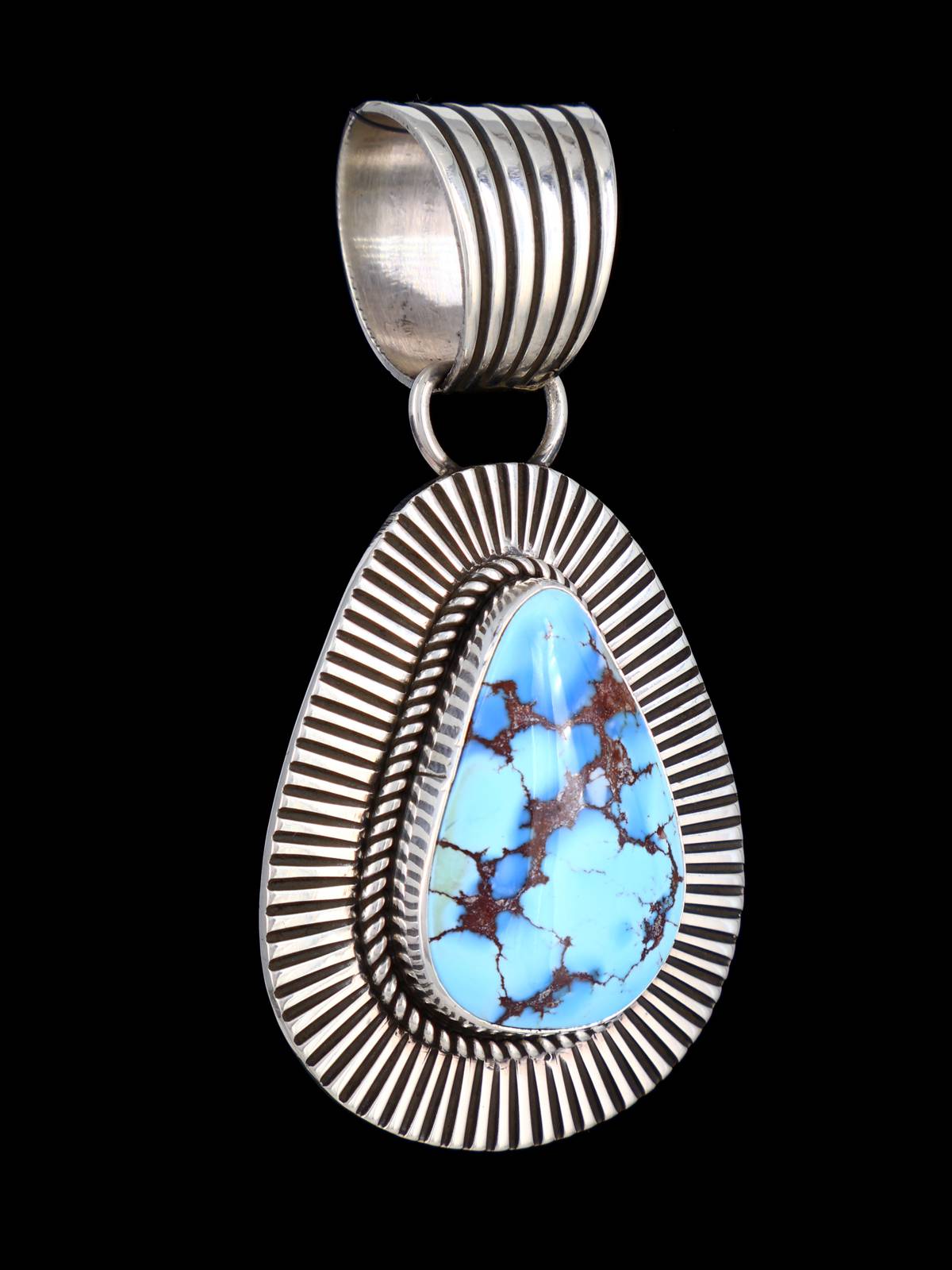 Native American Cold Chisel Golden Hill Turquoise Sterling Silver Pendant