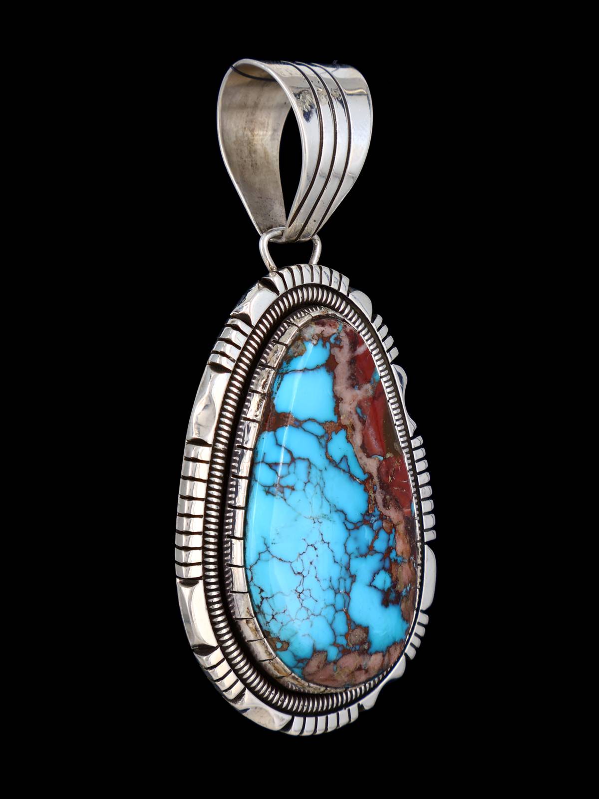 Native American Sterling Silver Natural Royston Turquoise Pendant - PuebloDirect.com