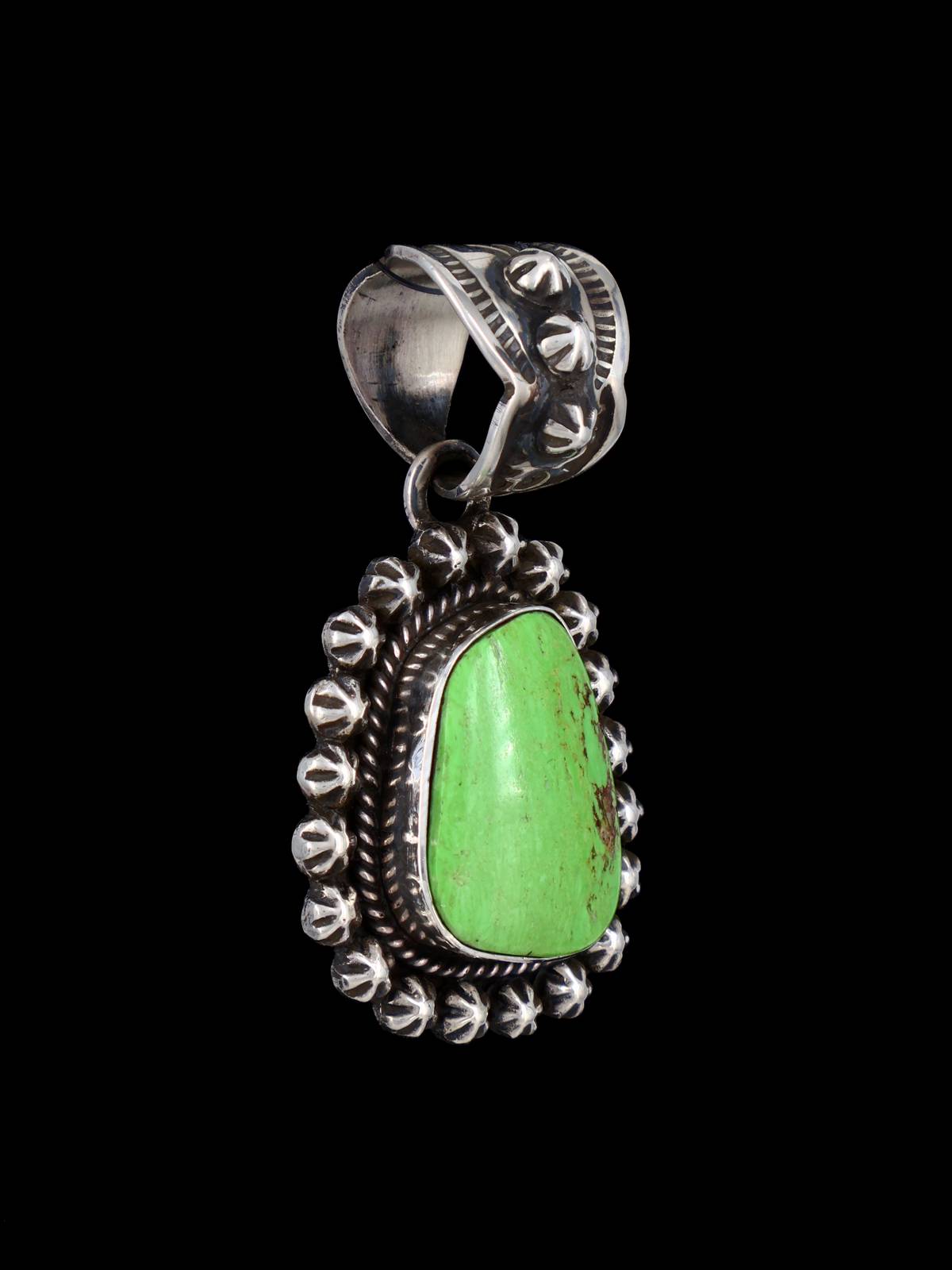 Native American Green Gaspeite Starburst Pendant