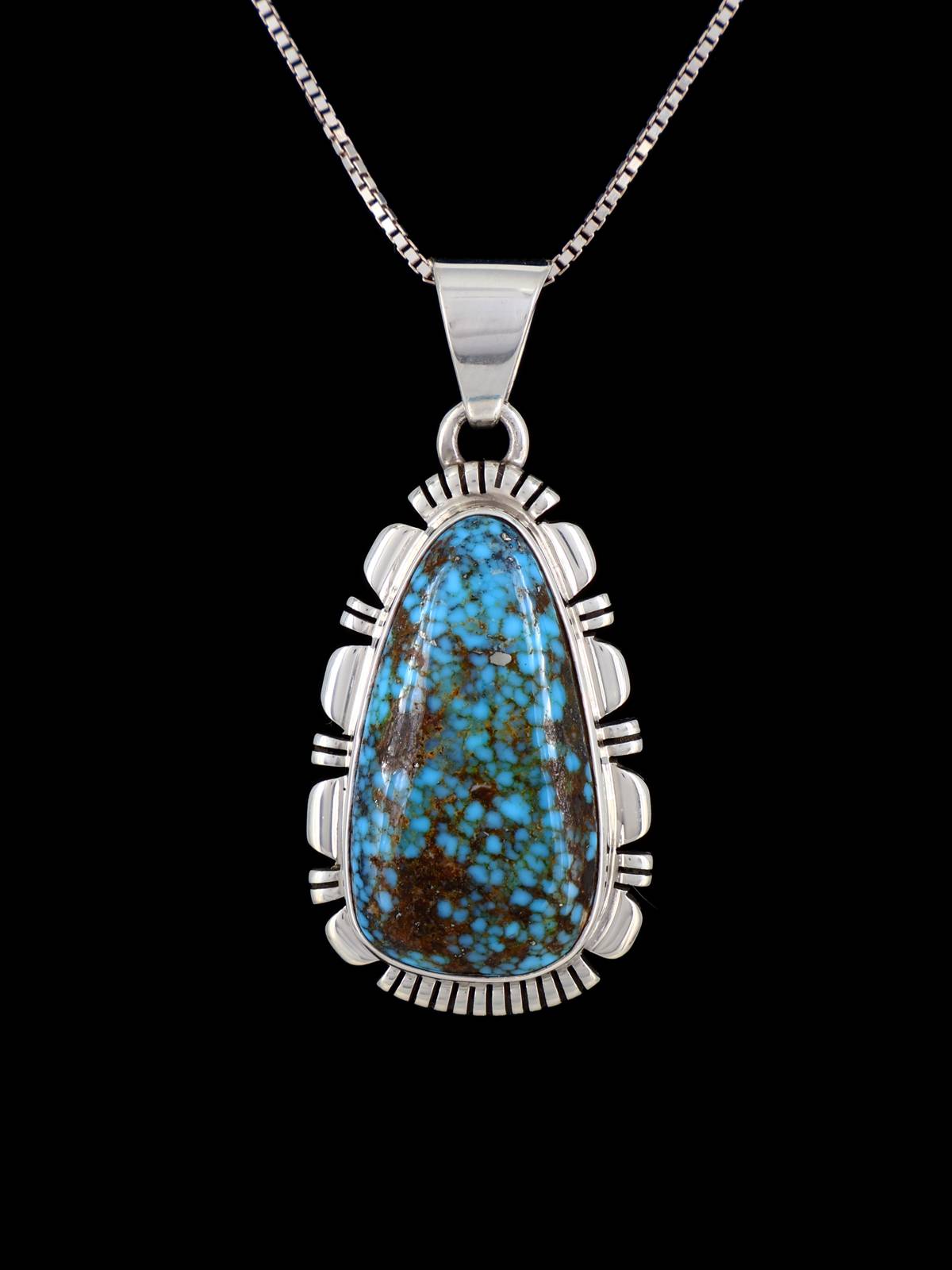 Native American Sterling Silver Kingman Turquoise Pendant