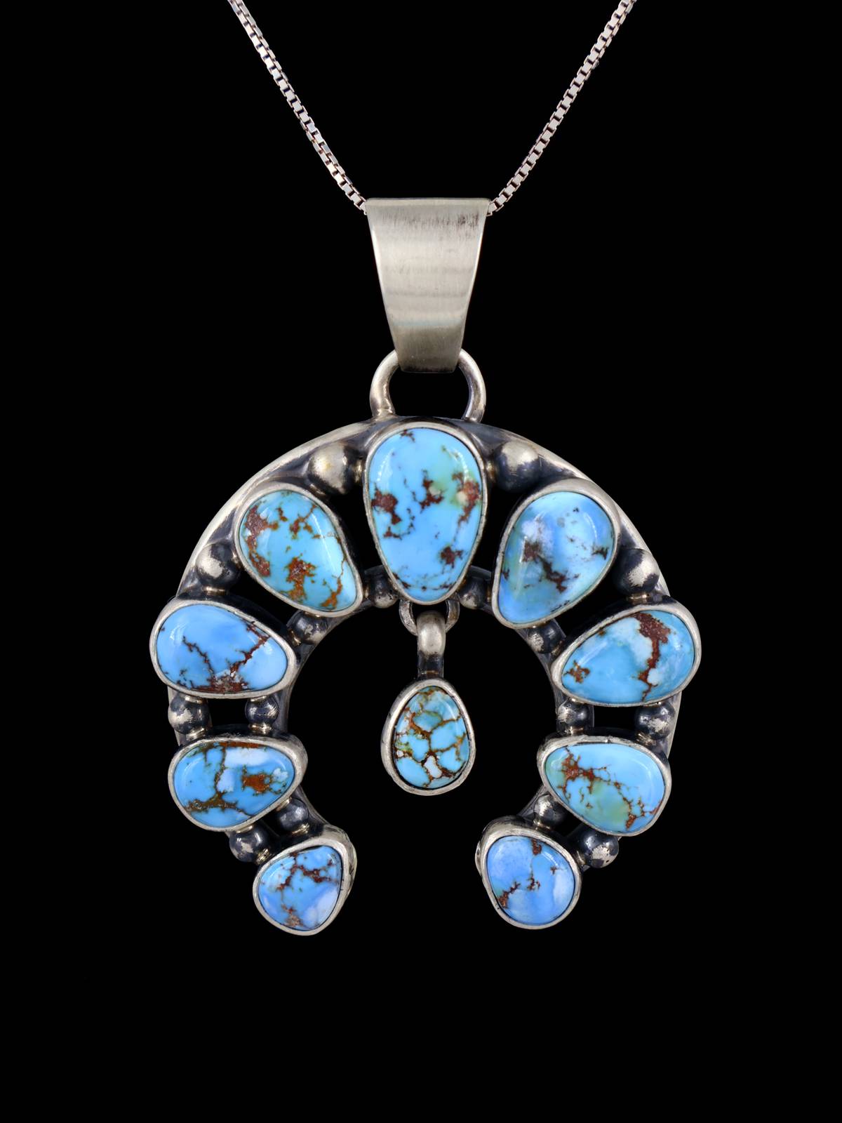Native American Jewelry Natural Golden Hill Turquoise Naja Pendant