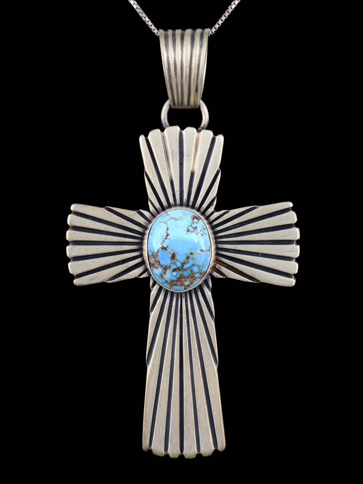 Sterling Silver Golden Hill Turquoise Navajo Cross Pendant