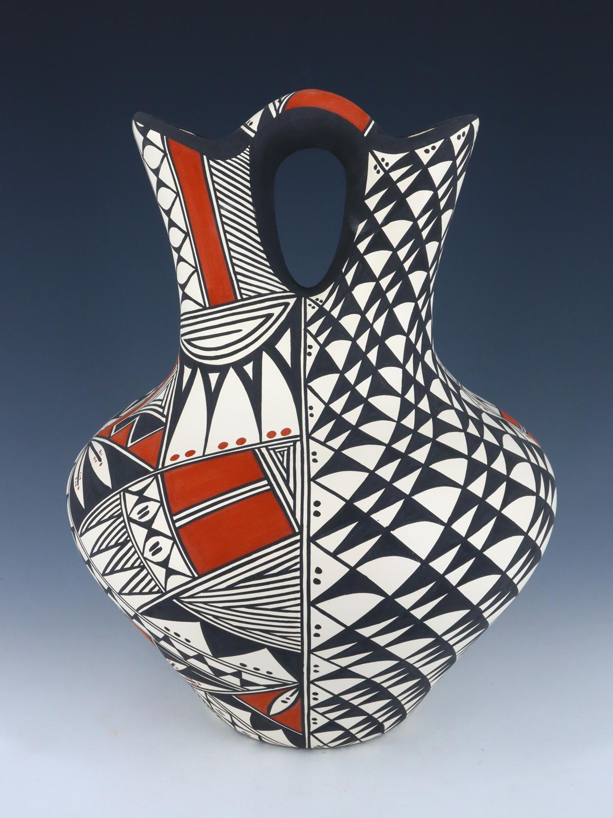 Large Acoma Pueblo Hand Painted Pottery Wedding Vase