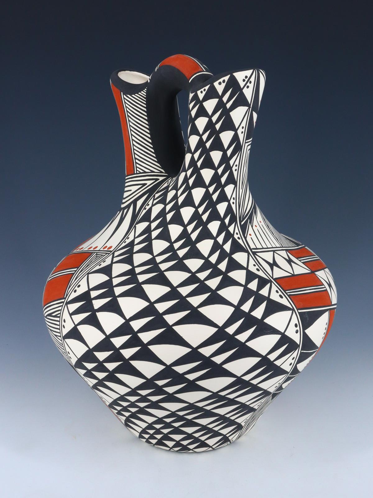 Large Acoma Pueblo Hand Painted Pottery Wedding Vase