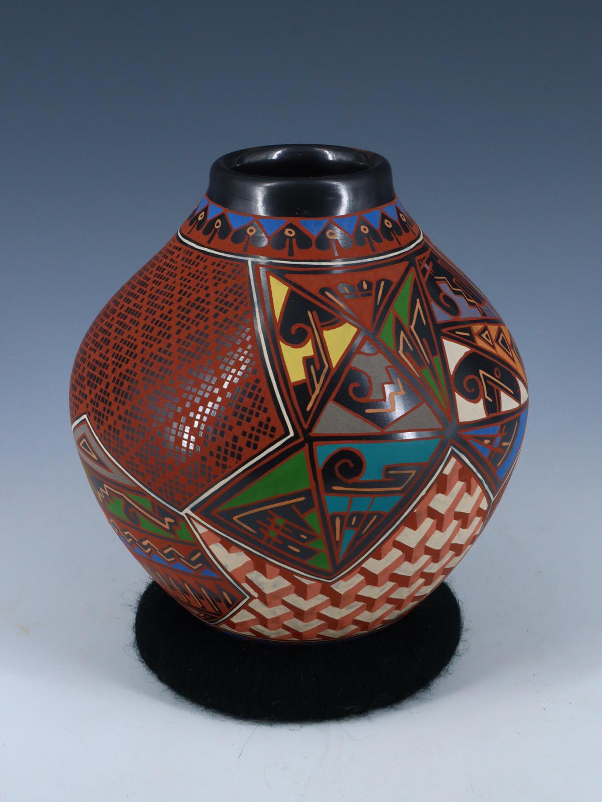 Mata Ortiz Hand Coiled and Painted Pottery Vase