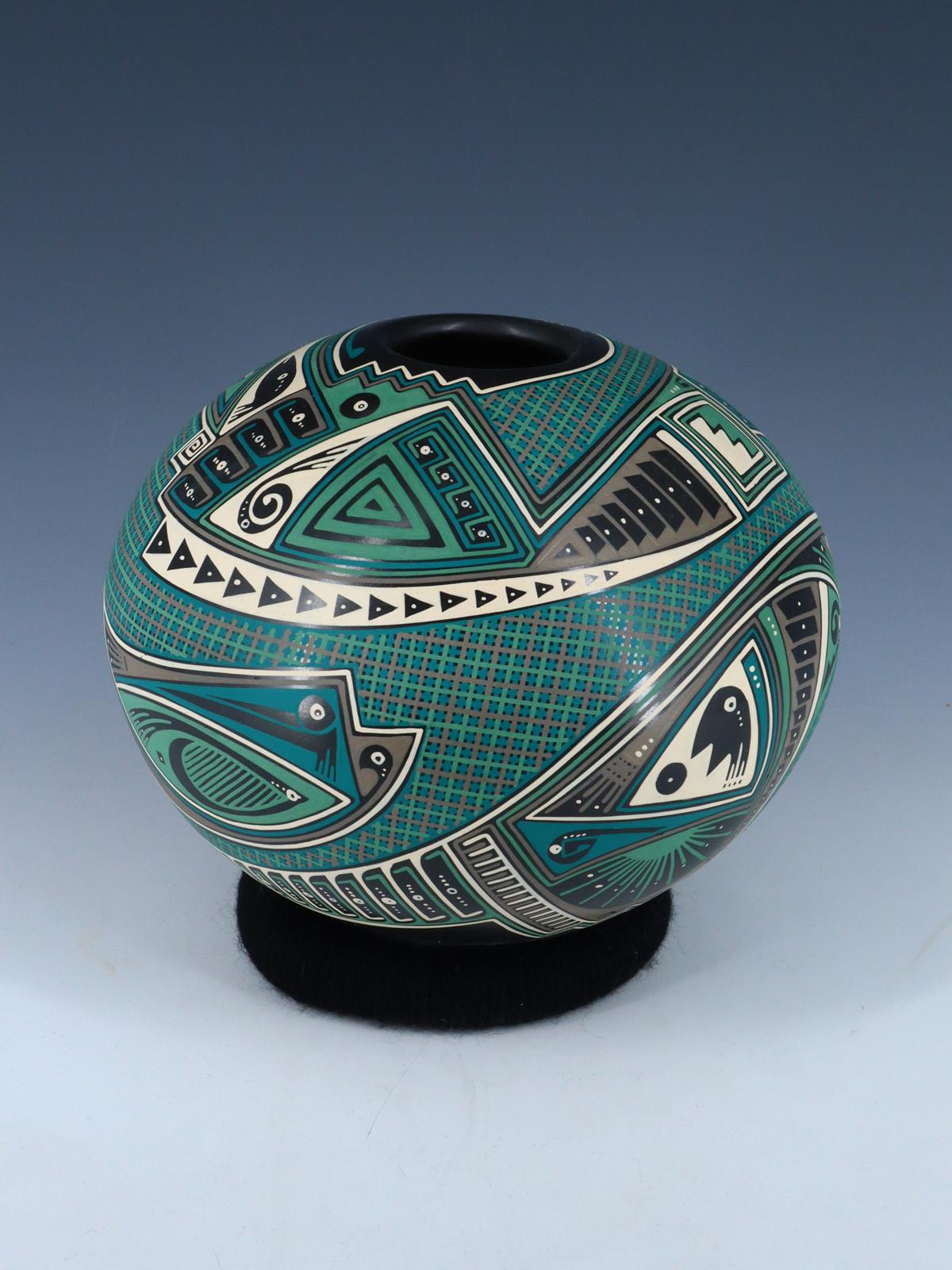 Mata Ortiz Hand Coiled and Painted Pottery Vase