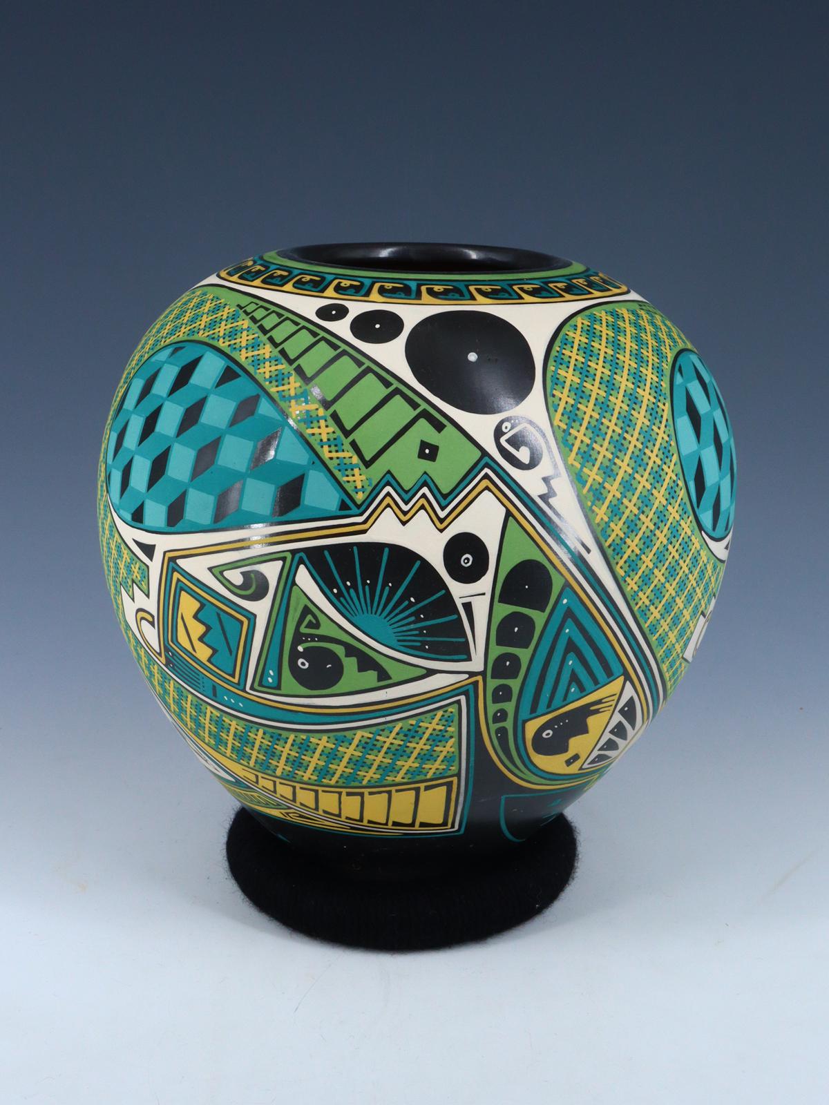 Mata Ortiz Hand Coiled and Painted Pottery Vase