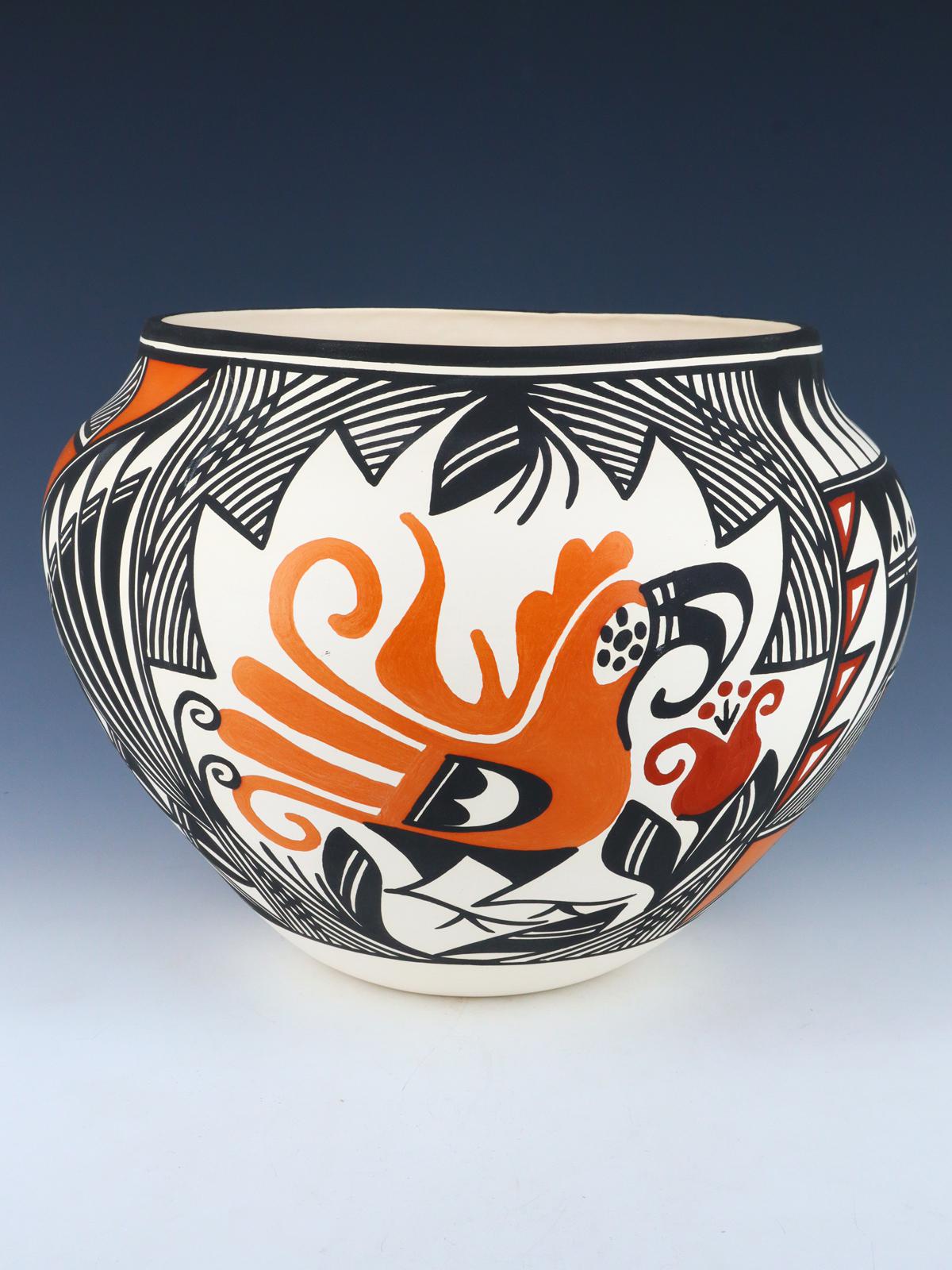 Acoma Pueblo Tazón de cerámica de loro pintado a mano