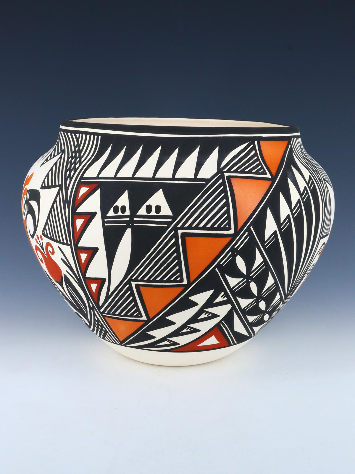 Acoma Pueblo Tazón de cerámica de loro pintado a mano