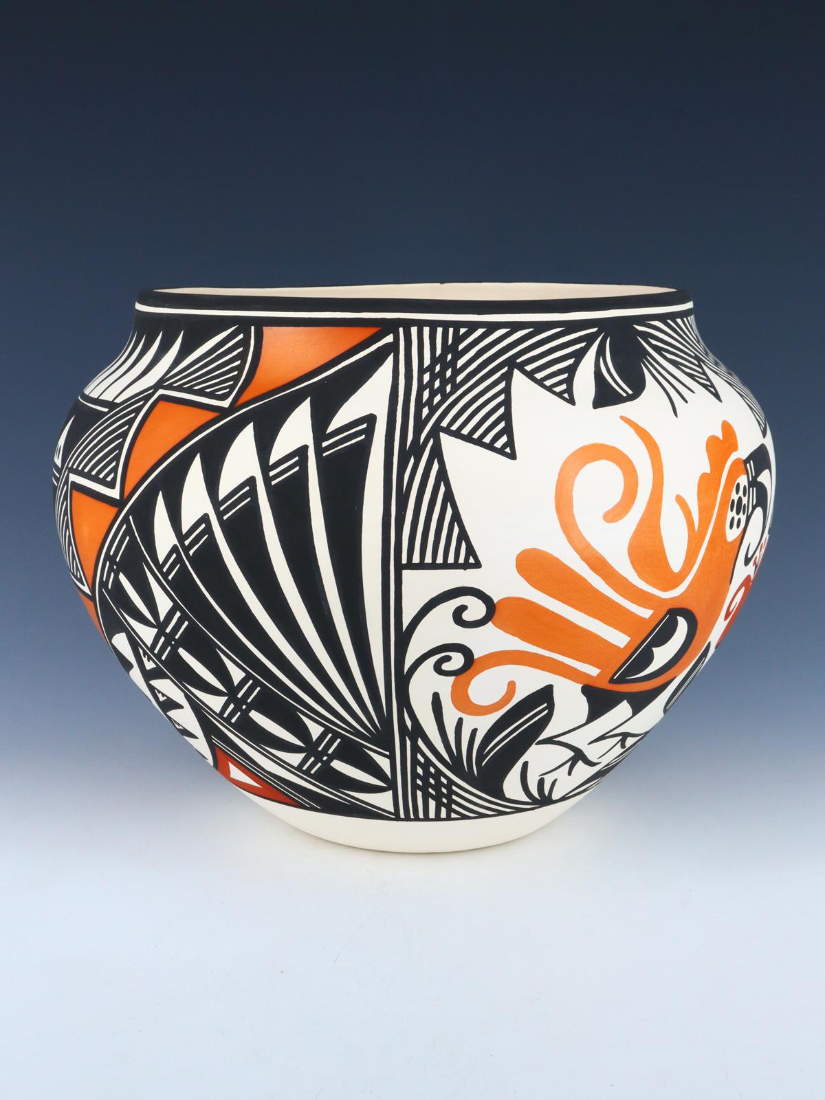 Acoma Pueblo Tazón de cerámica de loro pintado a mano