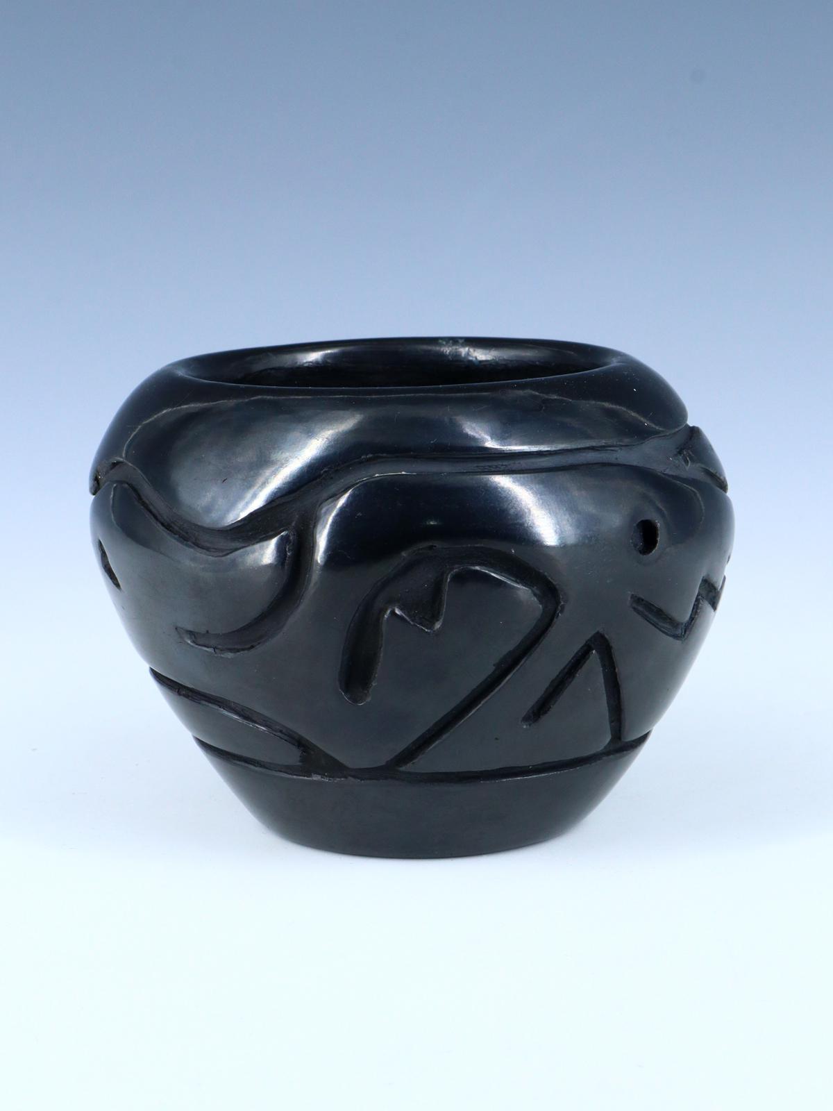Santa Clara Pueblo Hand Coiled Black Clay Pottery