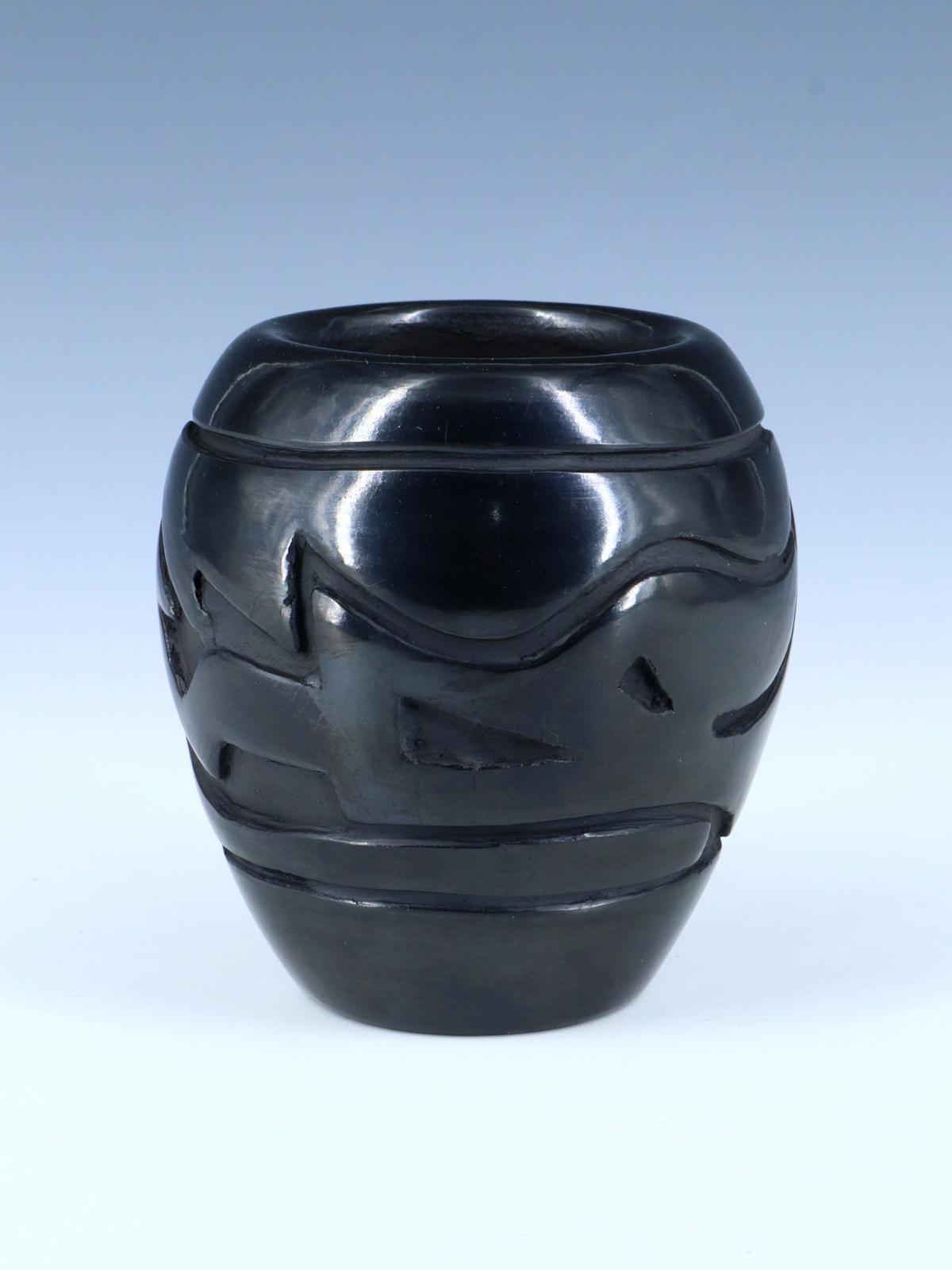 Santa Clara Pueblo Hand Coiled Black Clay Pottery