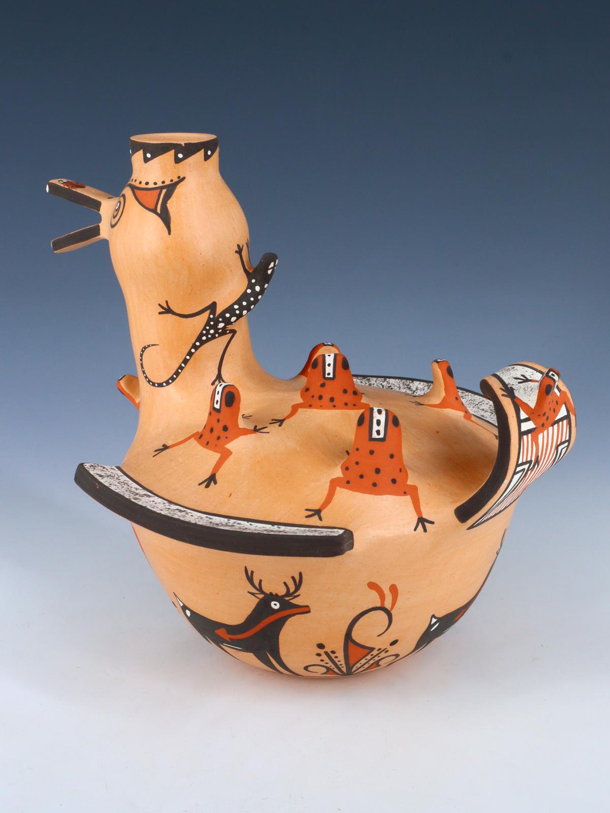 Hand Coiled Zuni Pueblo Duck Effigy Pottery