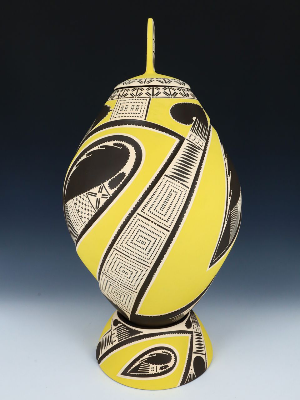 Large Mata Ortiz Hand Coiled Pottery Lidded Vase - PuebloDirect.com