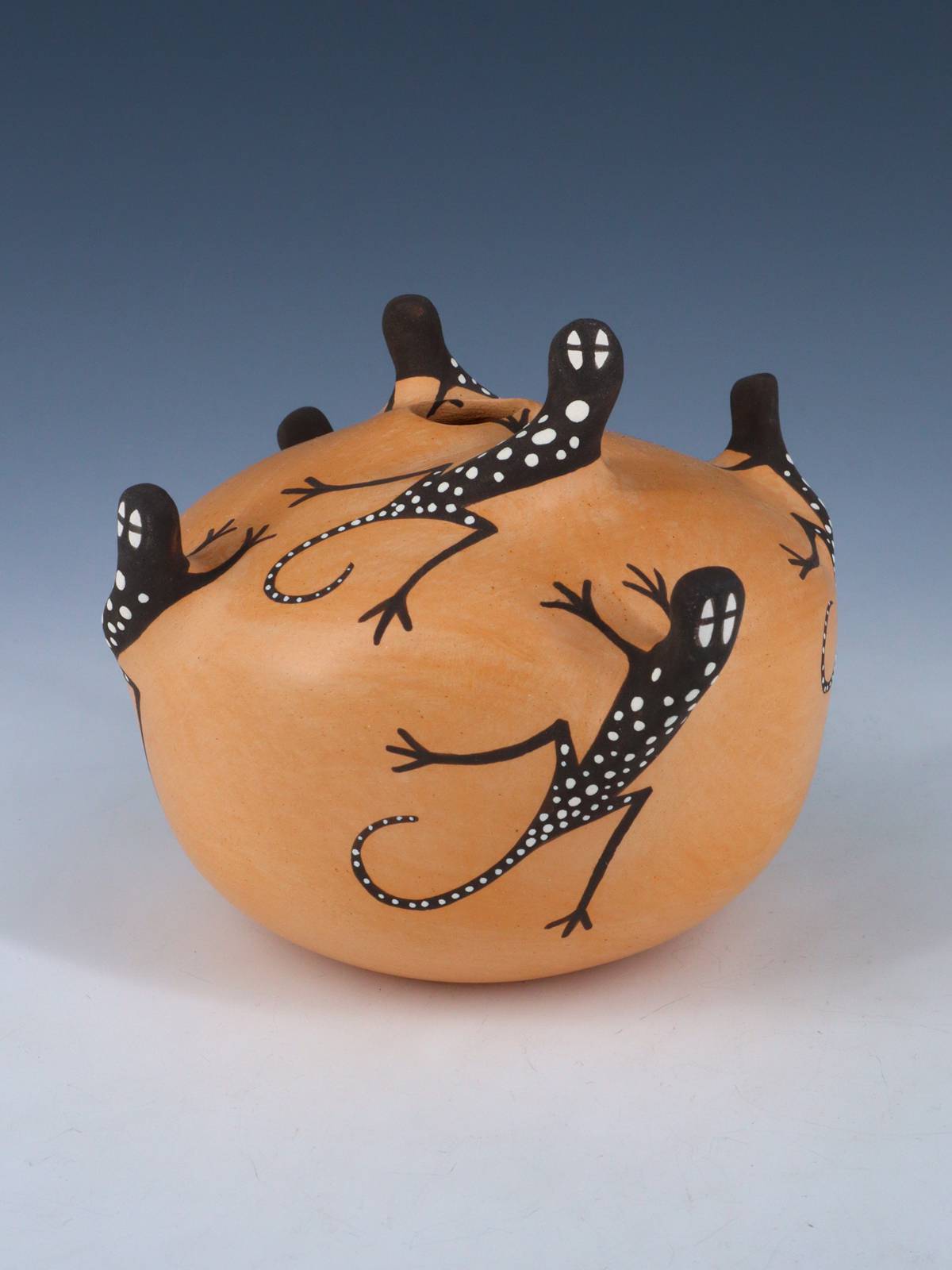 Hand Coiled Zuni Pueblo Lizard Pottery Vase - PuebloDirect.com
