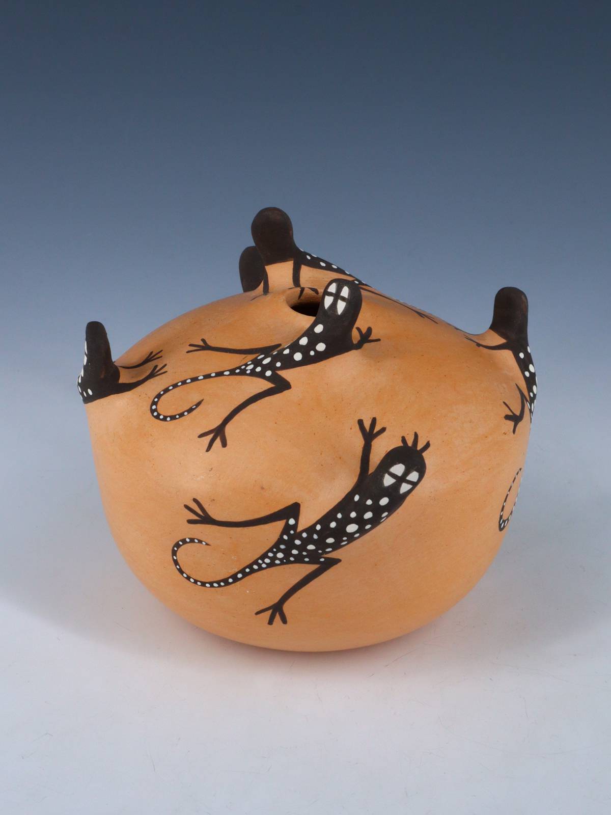 Hand Coiled Zuni Pueblo Lizard Pottery Vase - PuebloDirect.com