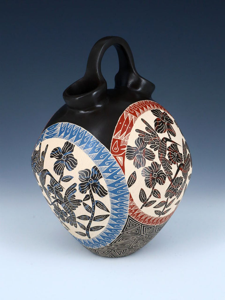 Mata Ortiz Hand Coiled and Painted Wildlife Pottery Wedding Vase - PuebloDirect.com