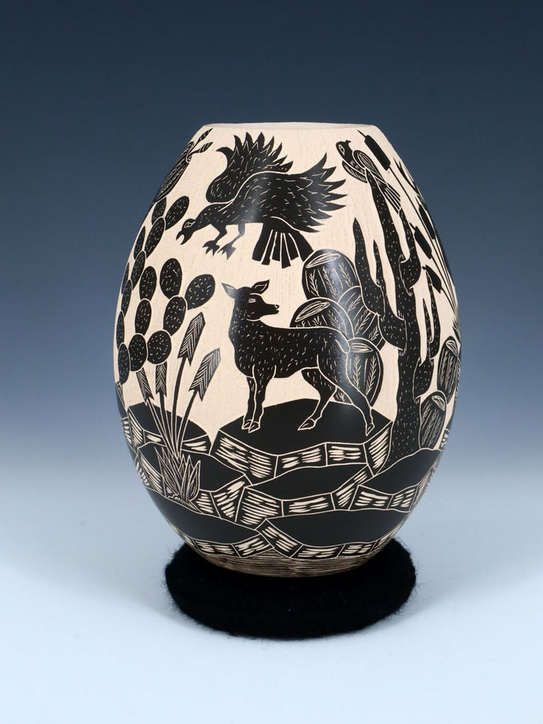 Mata Ortiz Hand Coiled Wildlife Etched Pottery - PuebloDirect.com