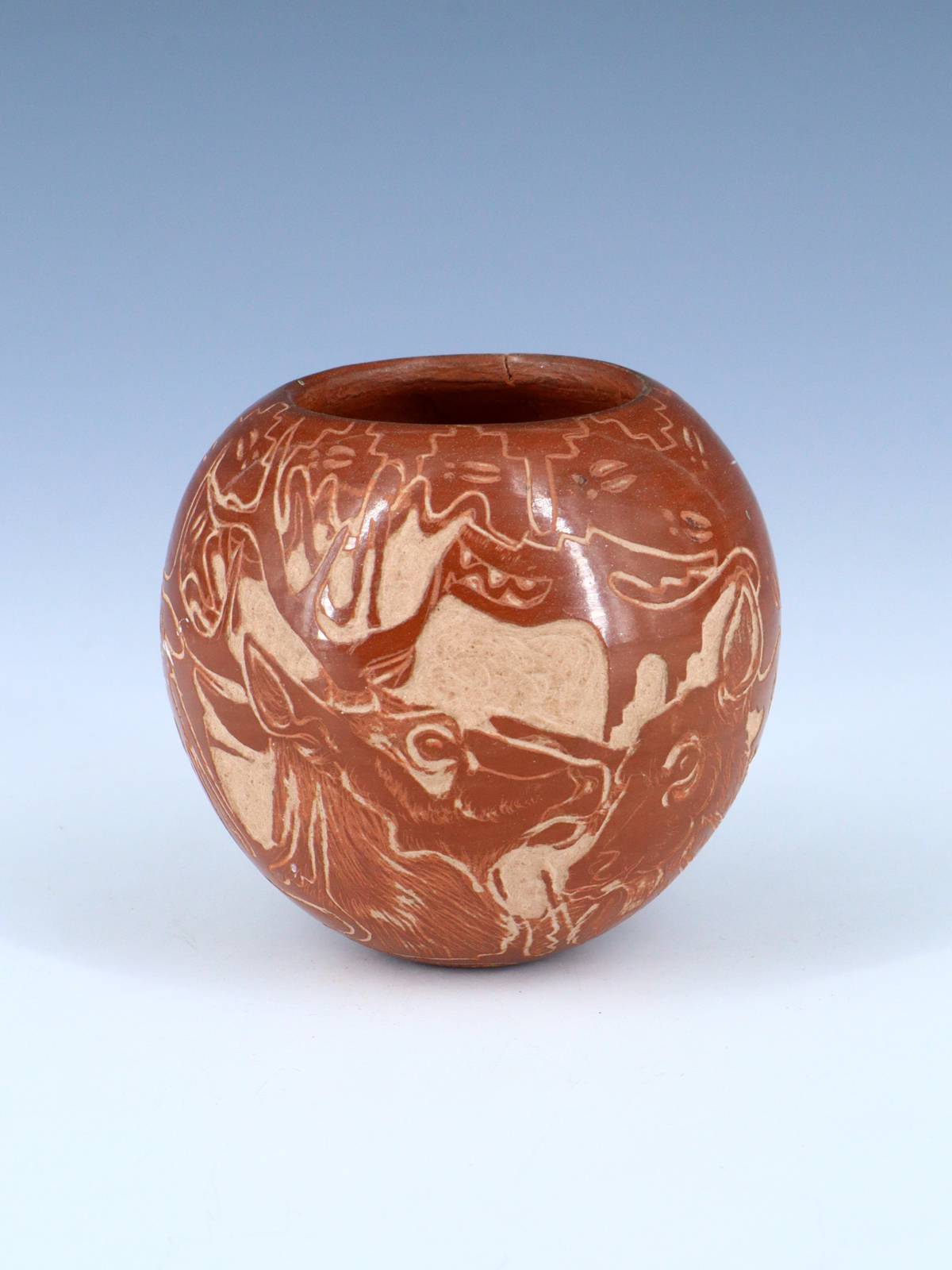 Estate Santa Clara Pueblo Hand Coiled Red Pottery - PuebloDirect.com