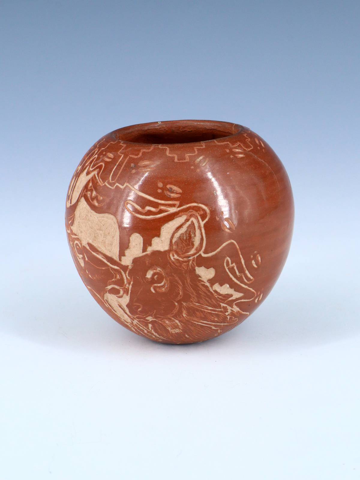 Estate Santa Clara Pueblo Hand Coiled Red Pottery - PuebloDirect.com