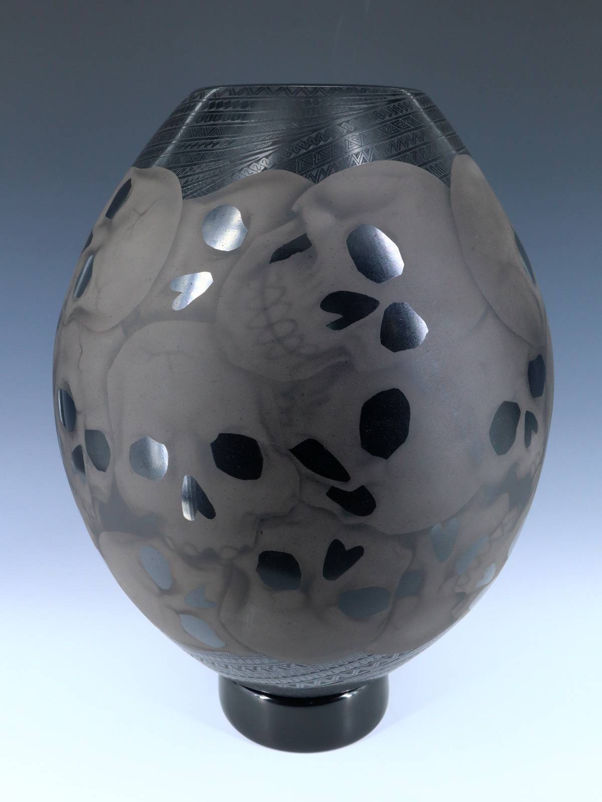 Large Mata Ortiz Hand Coiled and Etched Skull Pottery - PuebloDirect.com