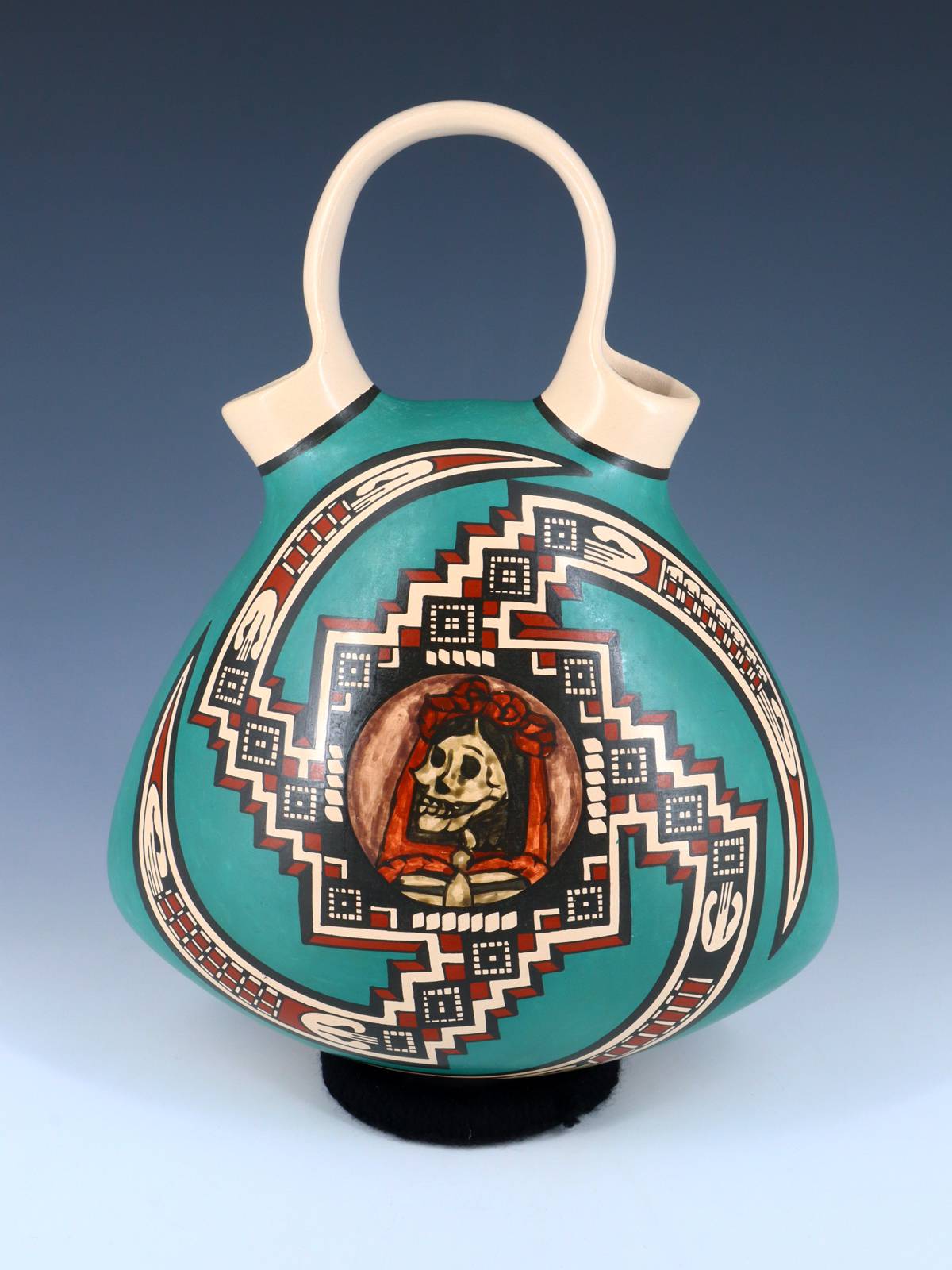 Mata Ortiz Hand Coiled Painted Pottery Wedding Vase - PuebloDirect.com