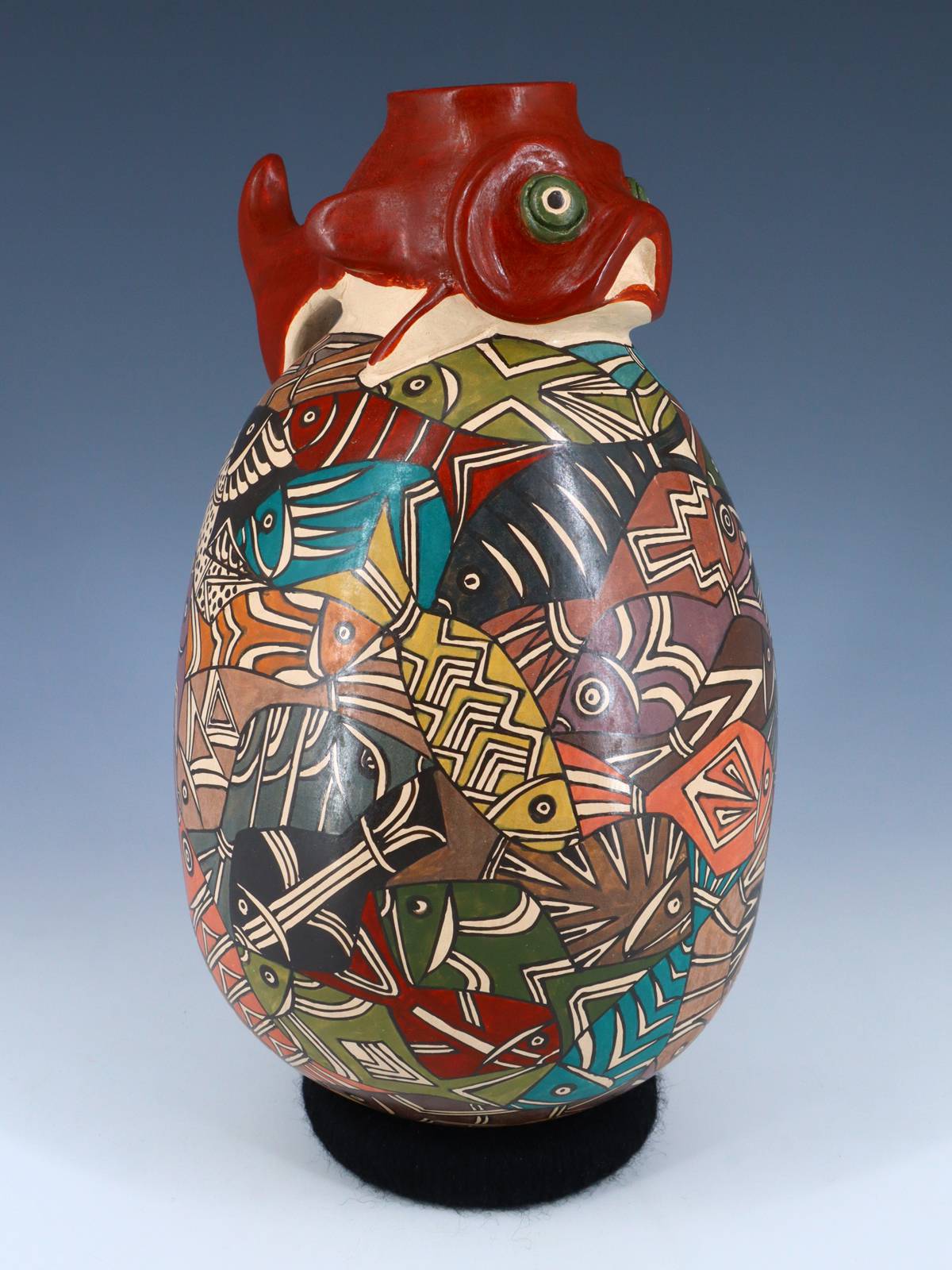 Mata Ortiz Hand Coiled Fish Effigy Pottery - PuebloDirect.com