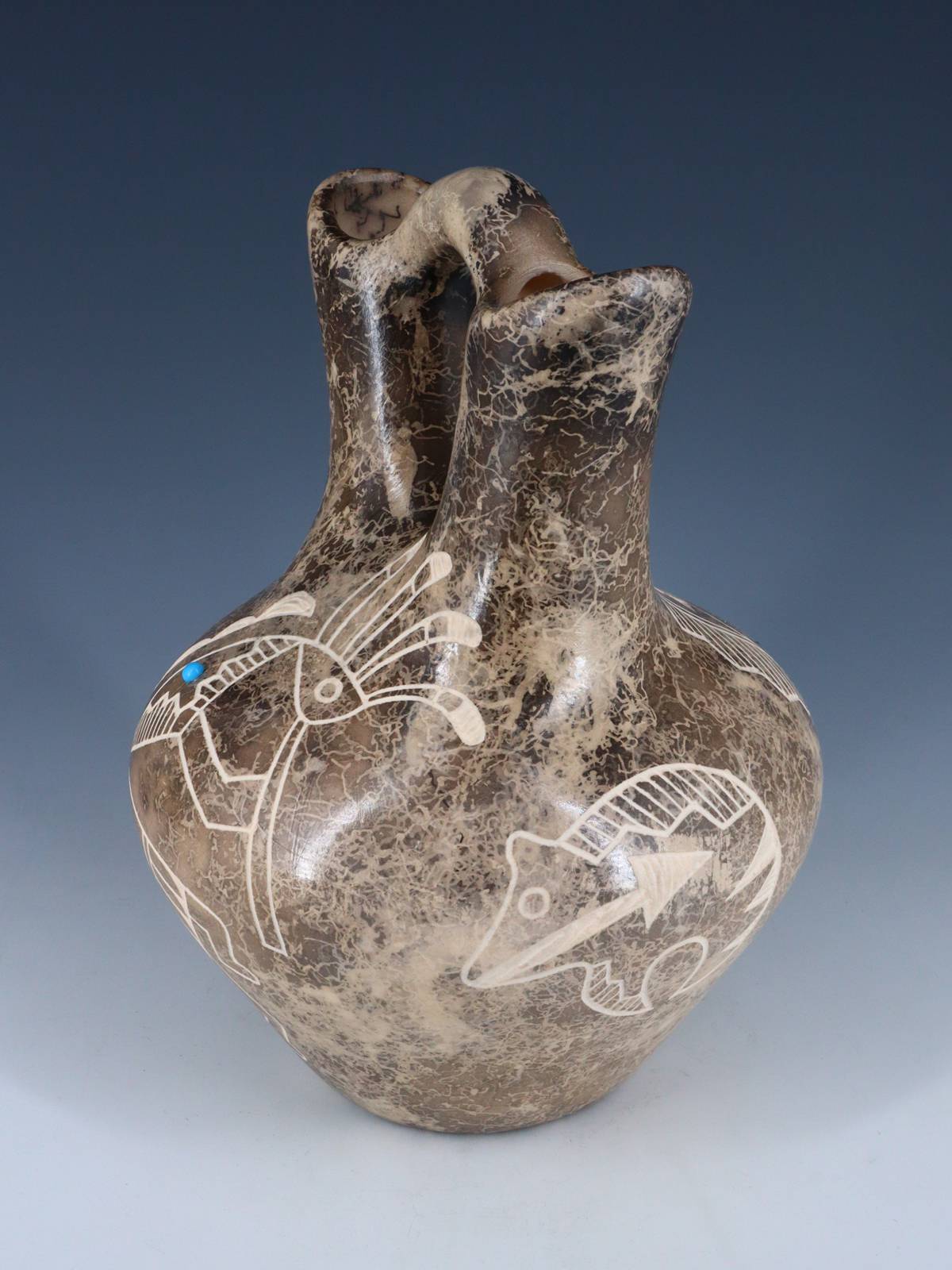 Acoma Etched Horsehair Wedding Vase Pottery - PuebloDirect.com