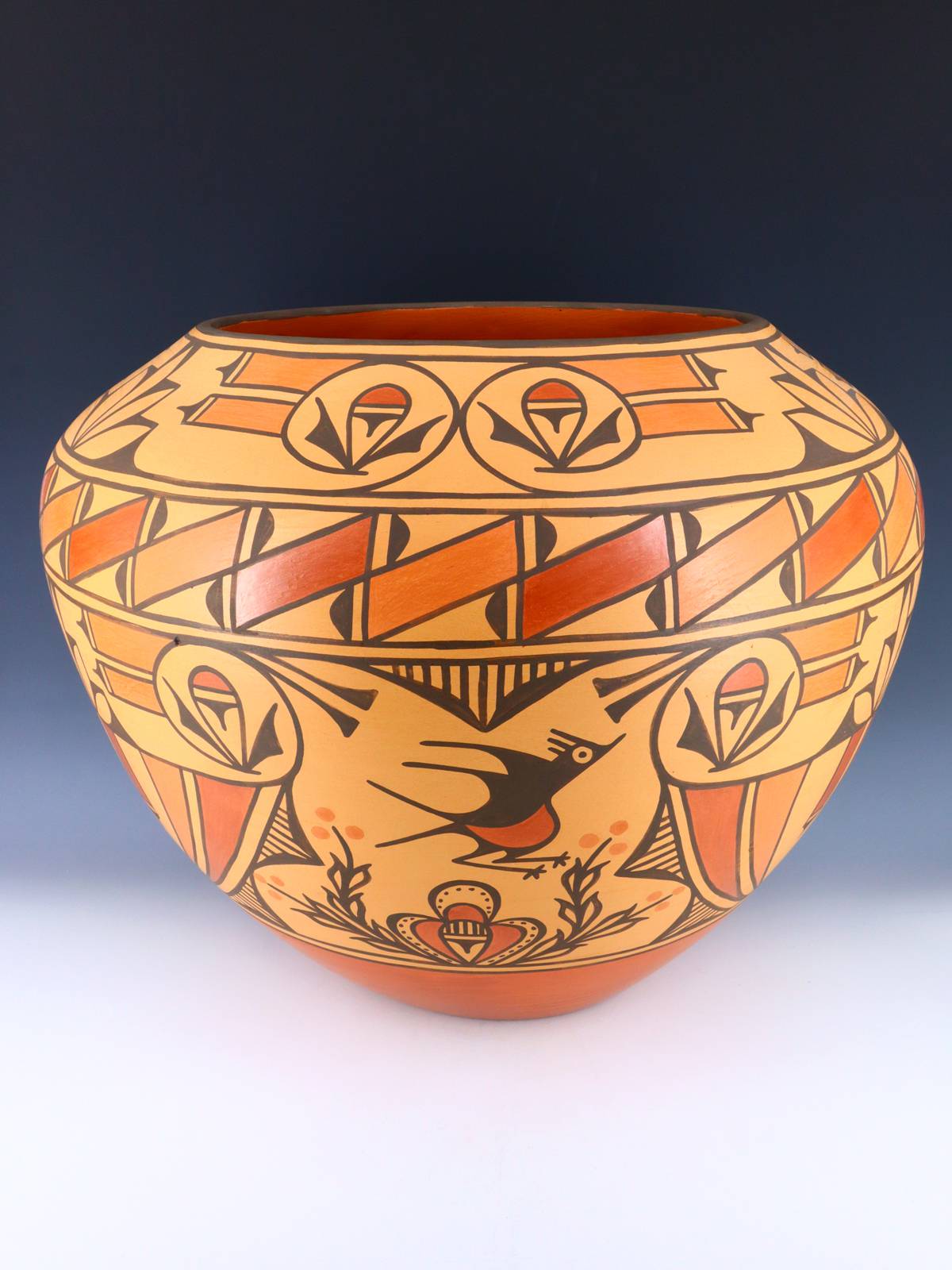 Estate Zia Pueblo Large Hand Coiled Parrot Pottery - PuebloDirect.com
