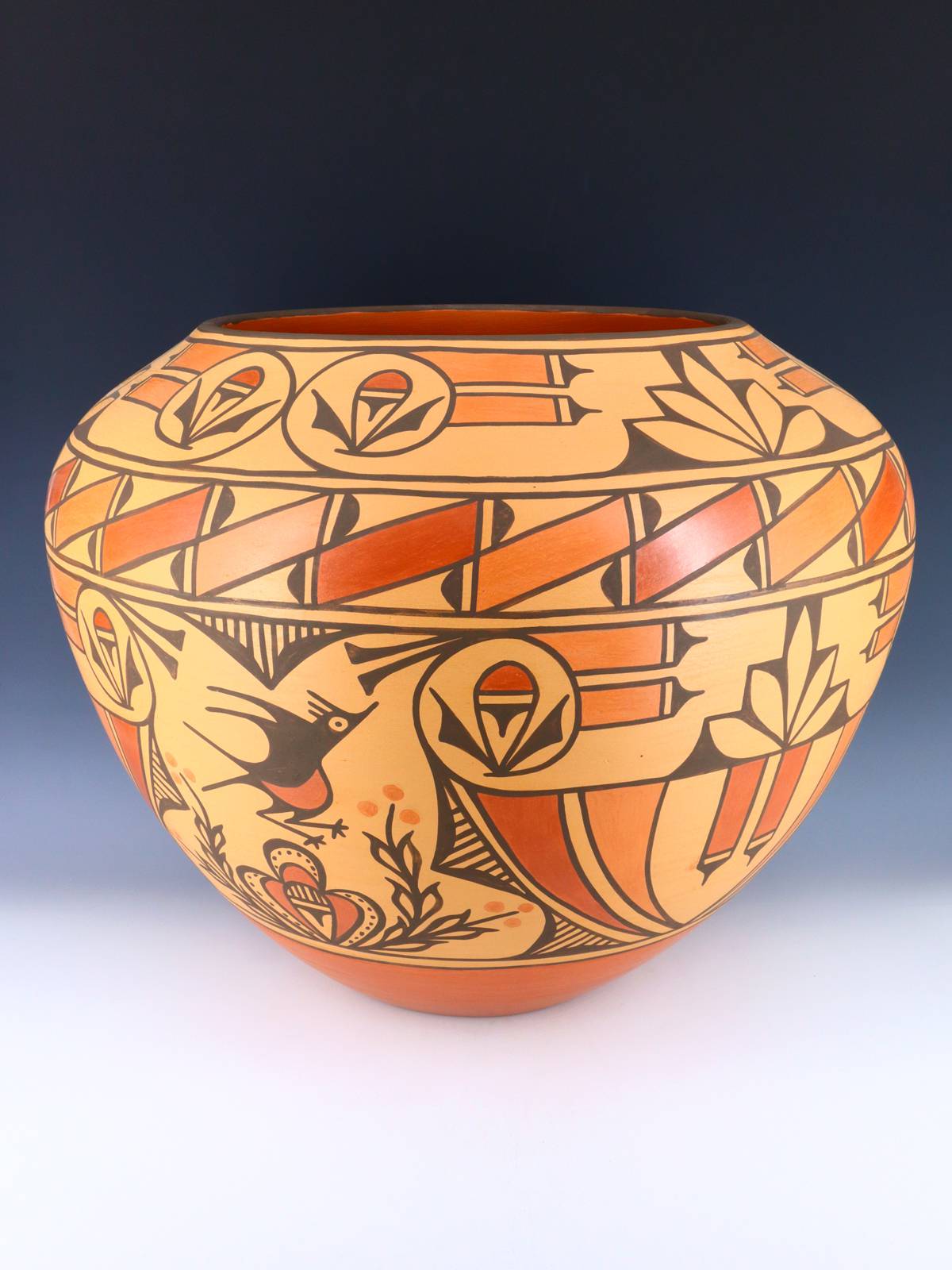 Estate Zia Pueblo Large Hand Coiled Parrot Pottery - PuebloDirect.com