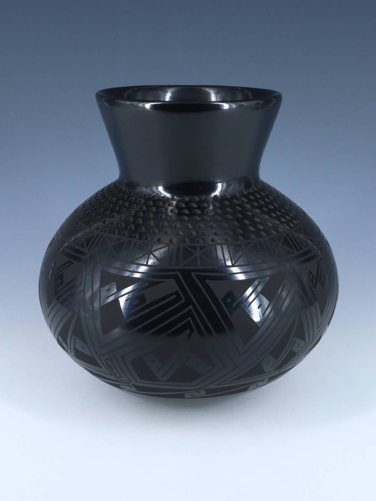 Mata Ortiz Black Pottery Vase - PuebloDirect.com